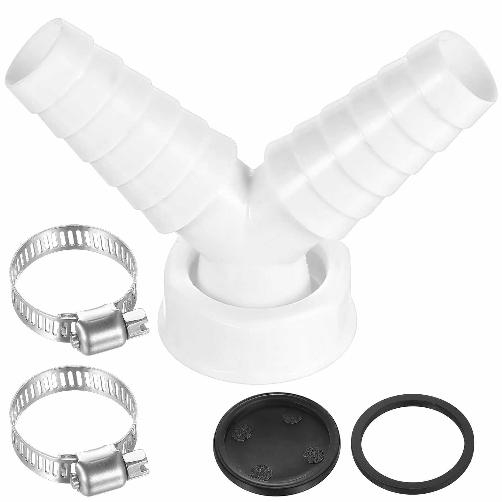 Podwójny Złącznik Odpływowy do Pralki i Zmywarki 1 Cal, Y-Adapter Odpływowy, Wąż 19-24 mm, Wyjście DN 25, Uszczelki Przeciw Wyciekom