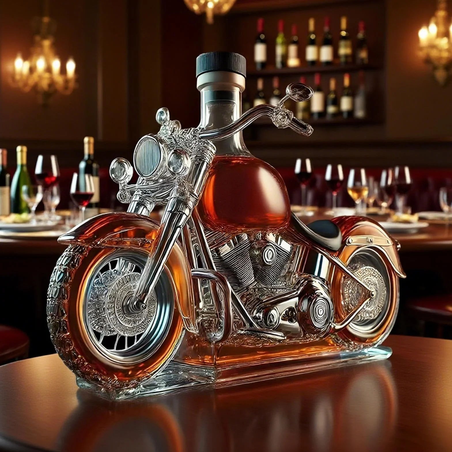 Karafka do wina szklany napowietrzacz alkoholu motocykl vintage butelka na napoje