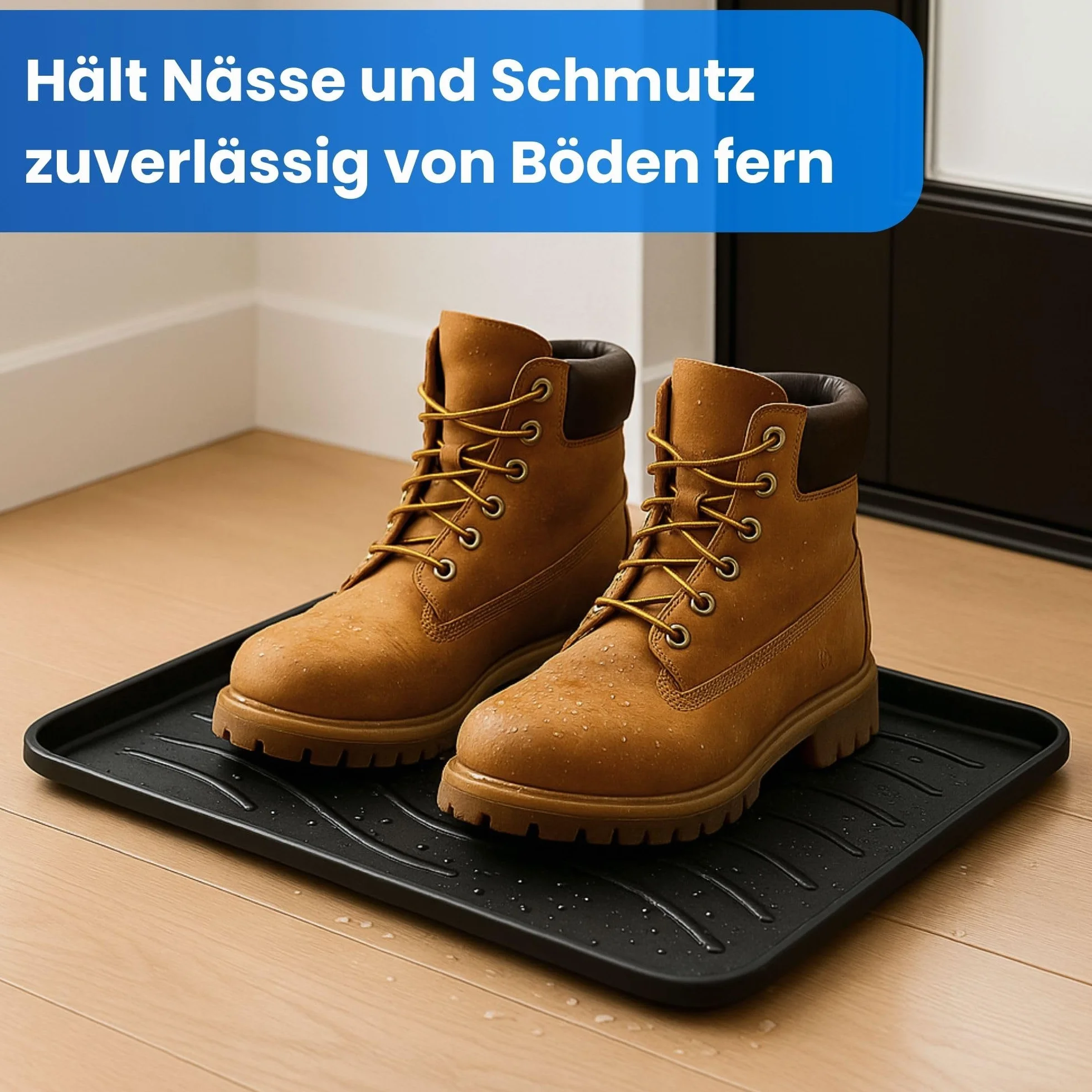 Bestlivings Tacka ociekowa na buty (2 sztuki w opakowaniu – beżowa) mata na buty z wysoką krawędzią (50 x 38 x 2,5 cm) – podkładka ociekowa, mata na buty do domu i ogrodu – wodoszczelna