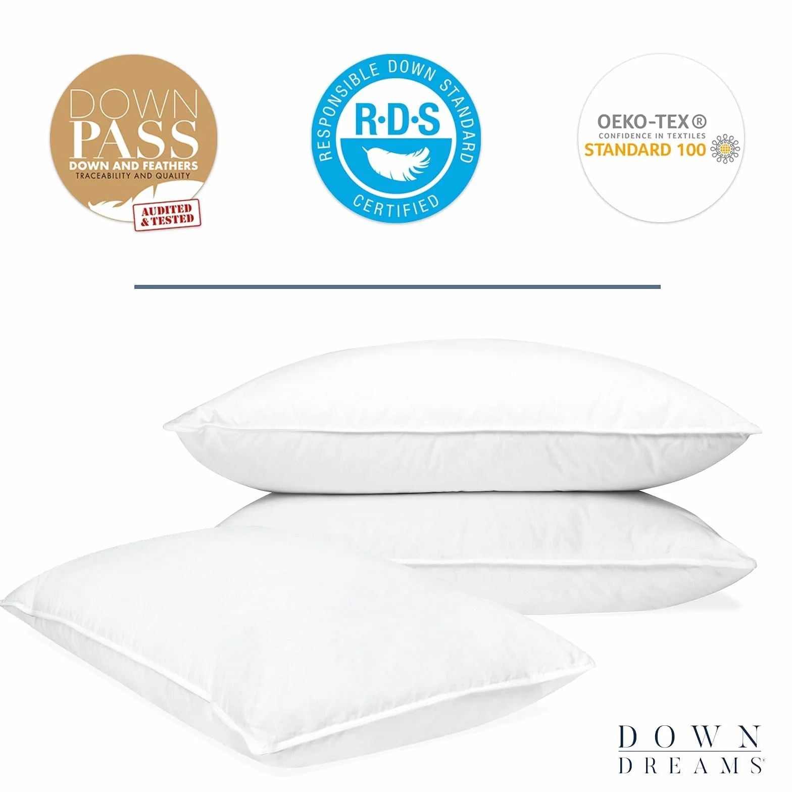Down Dreams Manchester Mills Classic Cushion - Queen/Medium Support, 2-pak