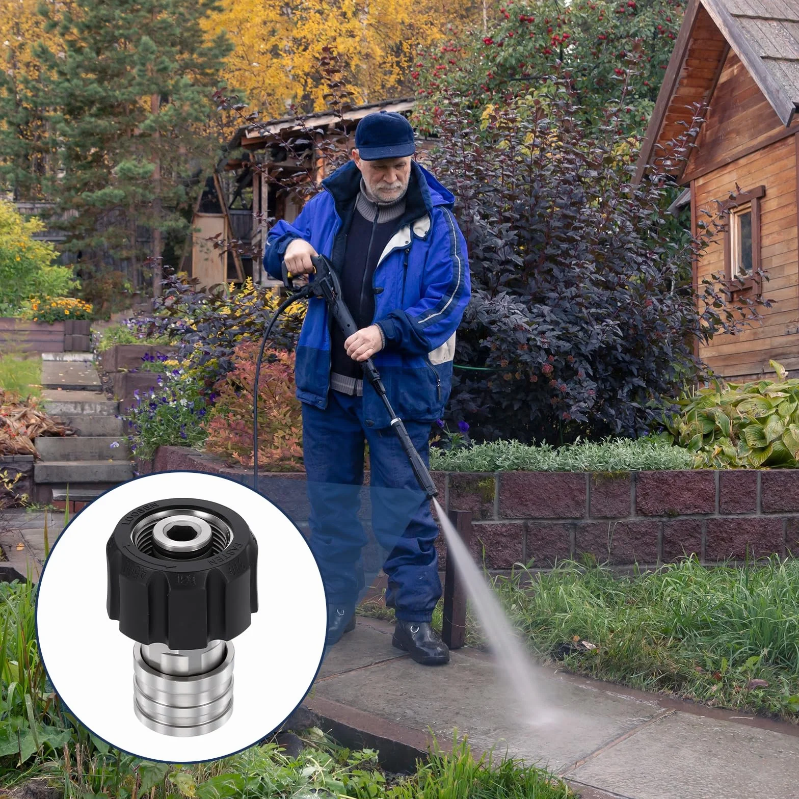 QUARKZMAN Myjka wysokociśnieniowa adapter M22 14 mm wtyczka na 1/4" wtyczka szybkozłączka stal szlachetna szybkozłączka adapter obrotowy do myjki wysokociśnieniowej węża