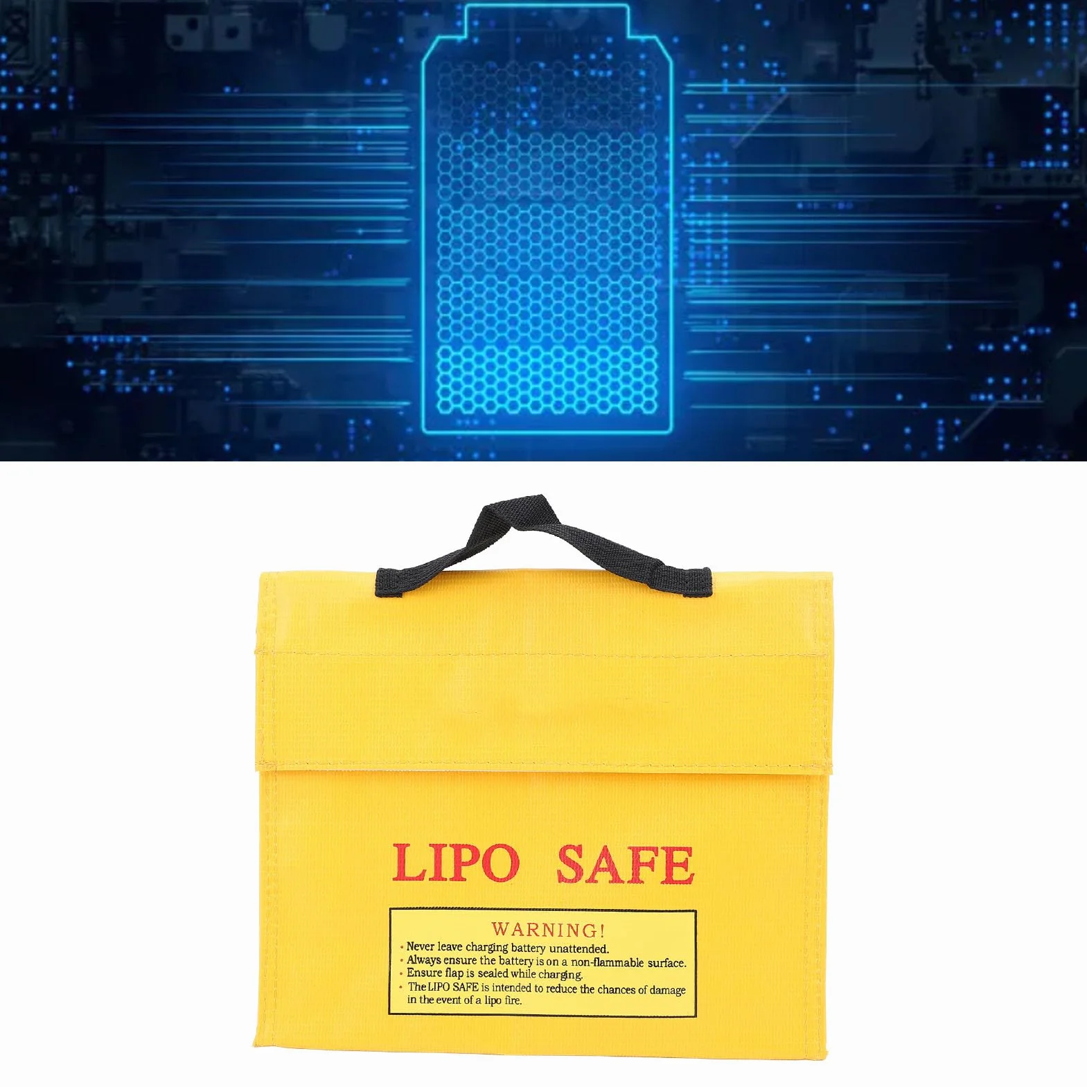Torba Lipo Safe z Haczykiem i Zamknięciem - Ognioodporna, Przeciwwybuchowa Torba do Przechowywania i Transportu Baterii Lipo