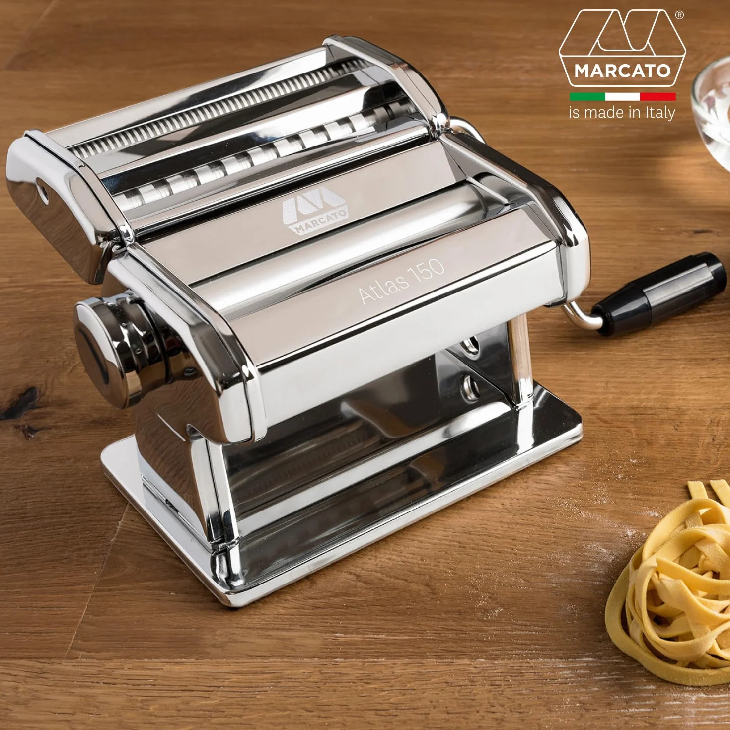 Marcato Classic Atlas 150 Maszynka do Makaronu, Aluminium, Srebrny, 20.3 x 20.3 x 17.8 cm