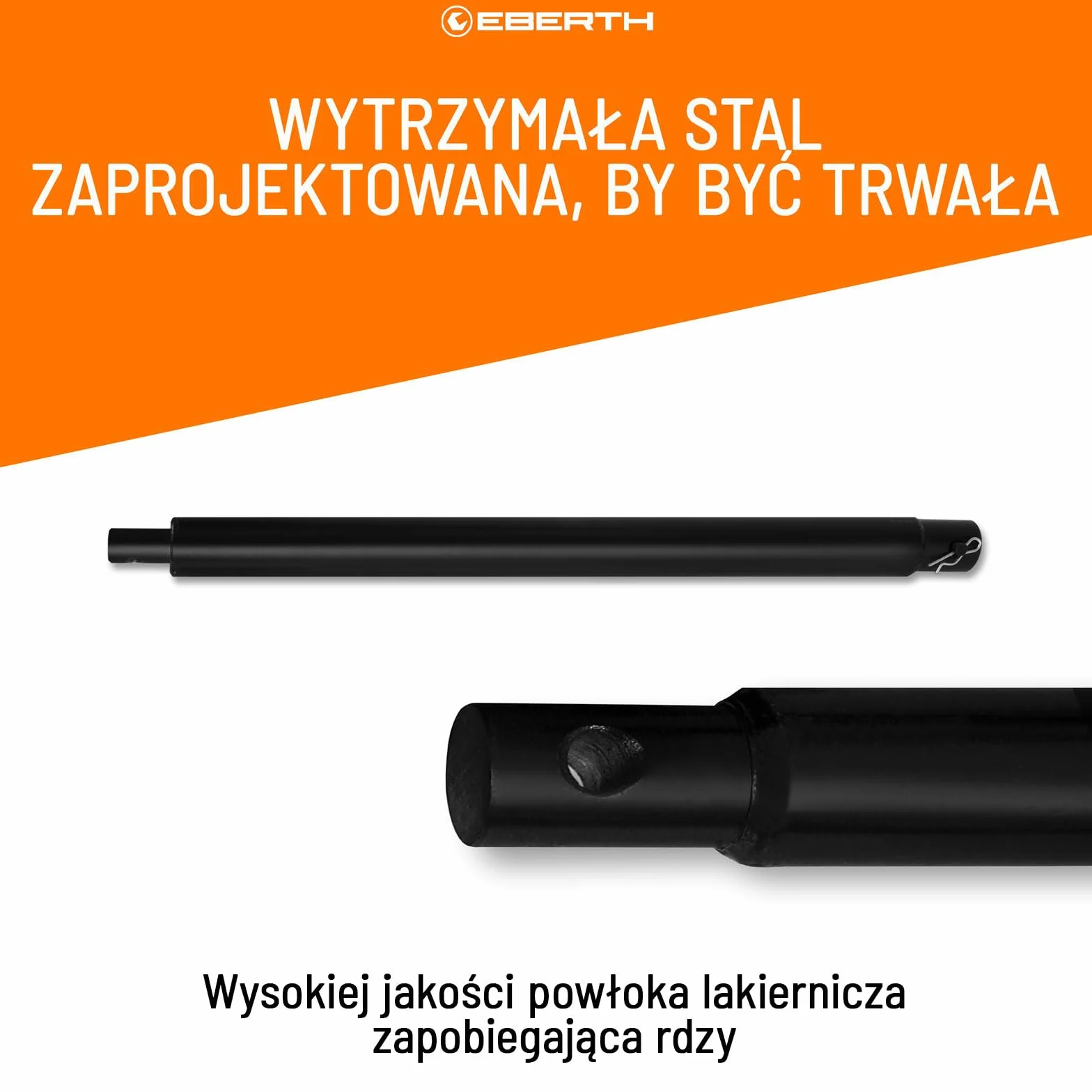 EBERTH Przedłużenie wiertła do wiertnic ziemnych, wierteł ogrodowych, stali, długość 400 mm, średnica mocowania 20 mm, lakierowane na czarno, nierdzewne, połączenie wtykowe z bolcem zabezpieczającym