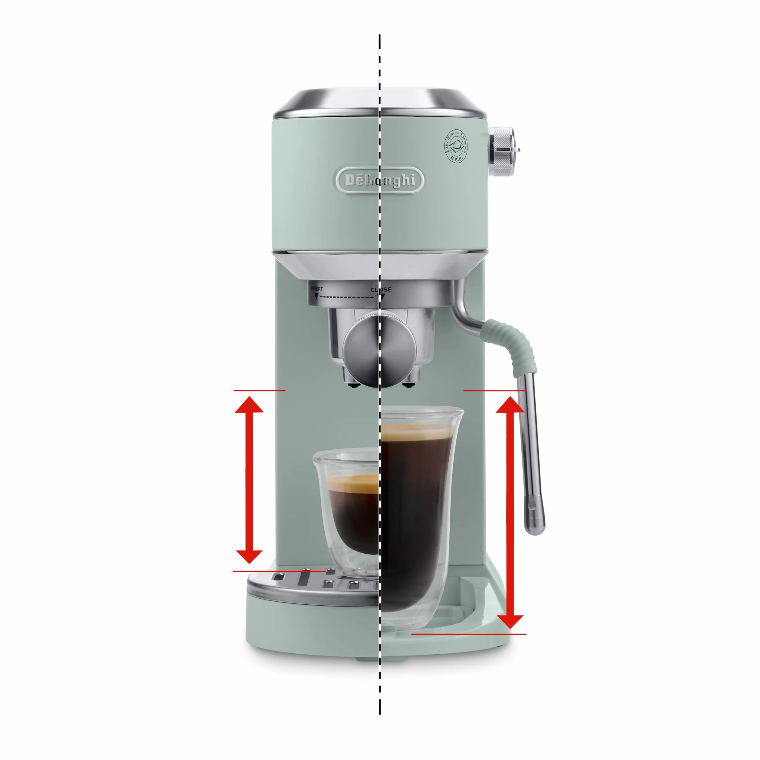 De'Longhi Dedica Duo EC890.GR ręczny ekspres do kawy do espresso, cappuccino i cold brew, barista, wyrzutnia parowa My LatteArt, wyświetlacz dotykowy, 15 cm