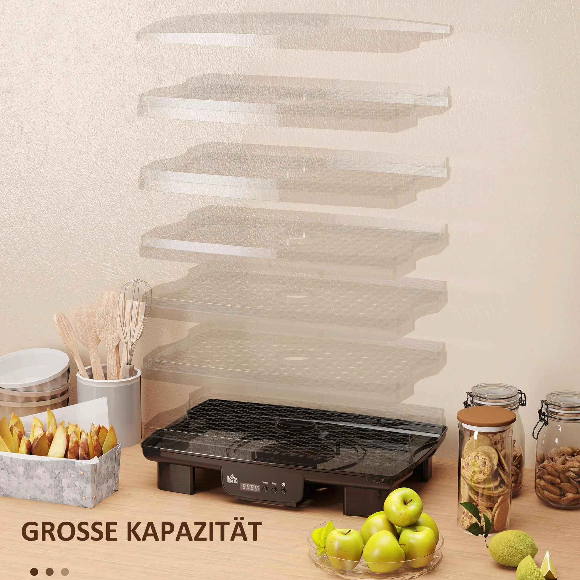 HOMCOM Suszarka do mięsa owoców warzyw 550 W 40-70°C timer 48 h 6 półek czarny