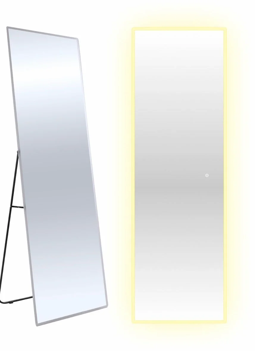 SensaHome Lustro stojące z LED – Bezramowe – Regulowane światło – Lustro do makijażu – 50x160 cm