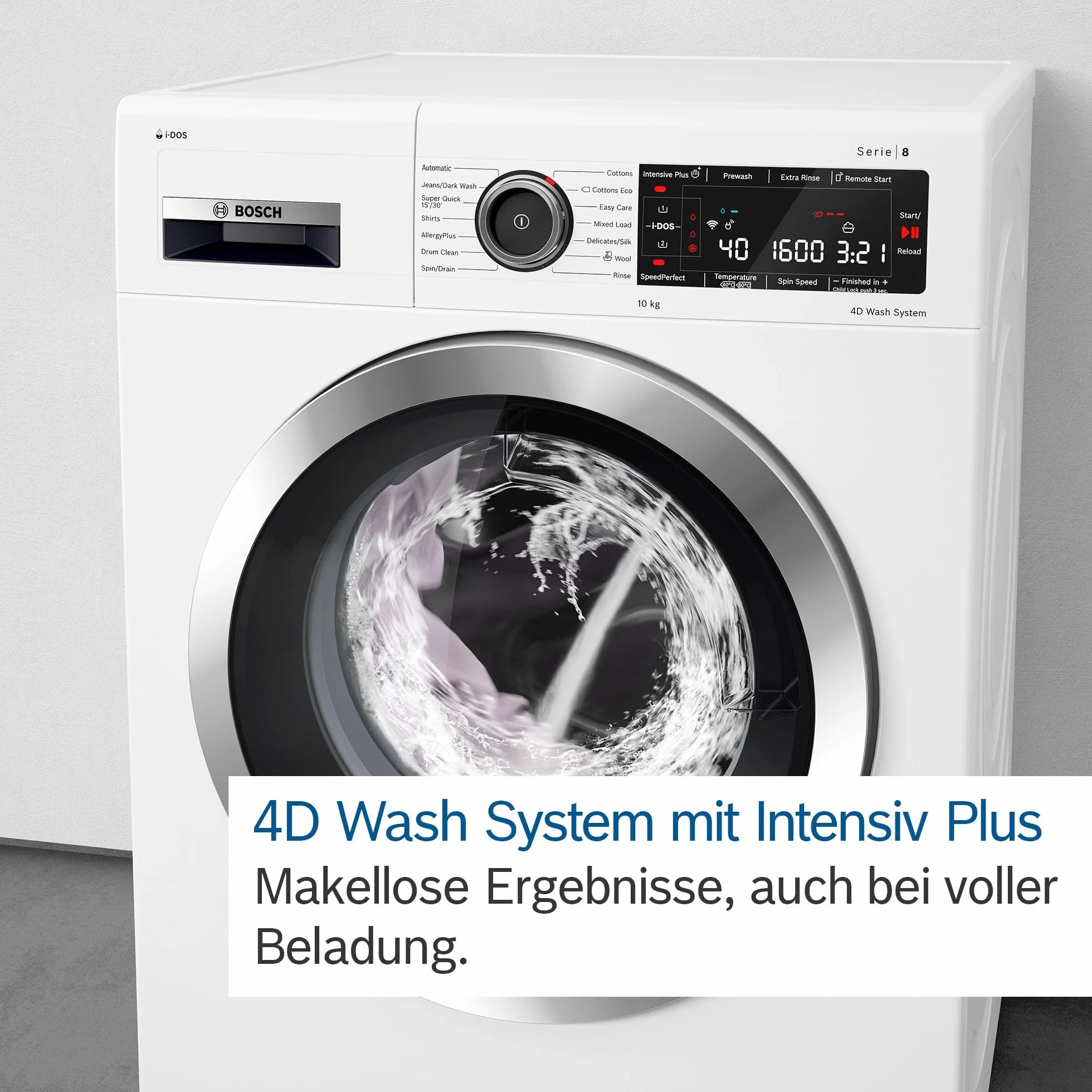 Bosch Seria 8 pralka inteligentna 9 kg 1400 obr./min Active Water Plus Iron Assist Mini Load
