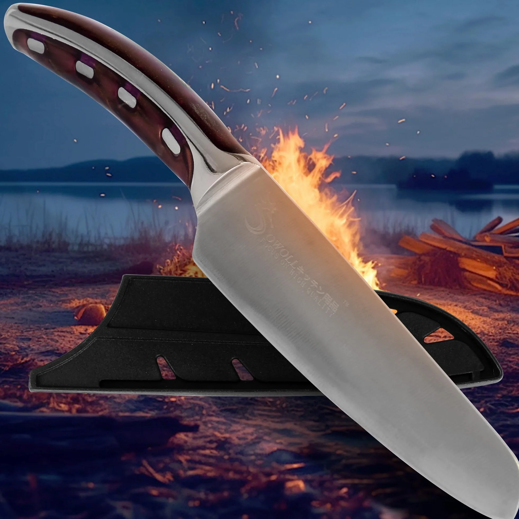 XYJ Stainless Steel Utility Knife, 5 Inch Kitchen Knife With Sheath, Meat Cleaver for Meat Cutting, Vegetable Fruit Slicer Knife, Portable Outdoor Camping for Special Day