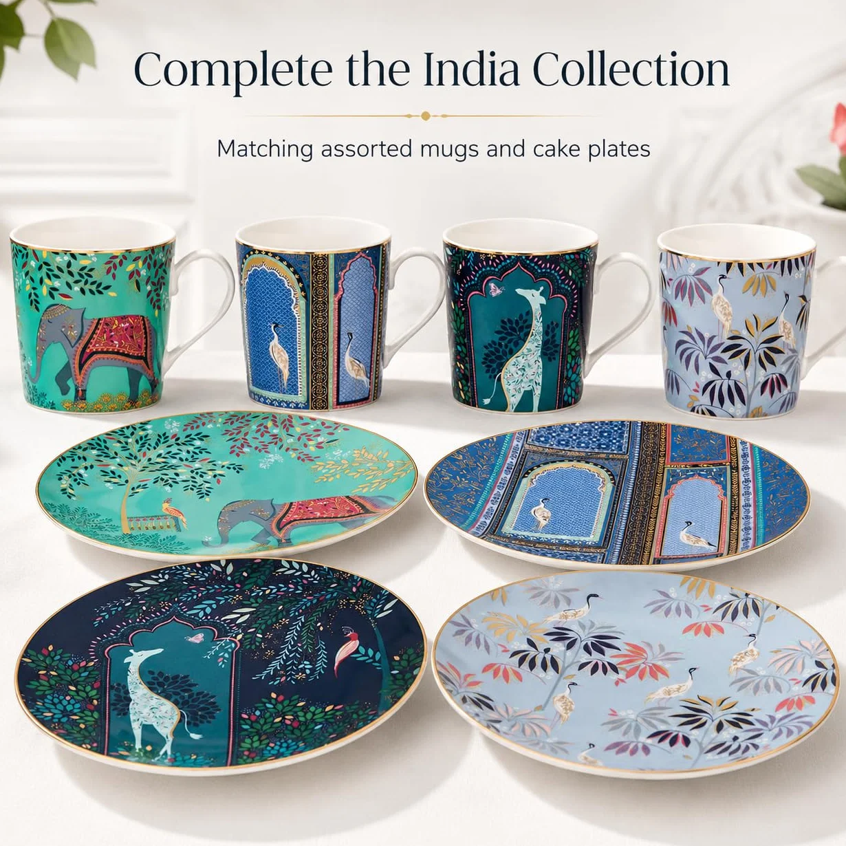 Portmeirion Home & Gifts Sara Miller zestaw 4 talerzy do ciasta, wielokolorowe