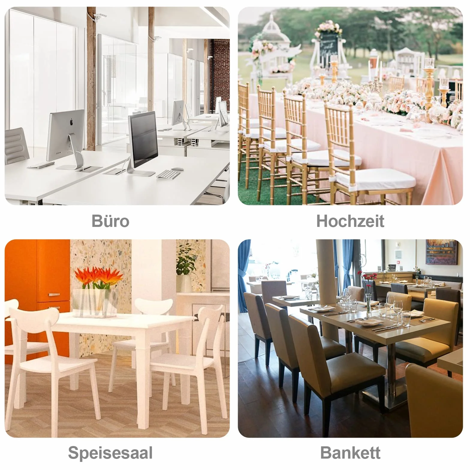 Yugarlibi Pokrowce na krzesła, zdejmowane, nadają się do prania, do kuchni, restauracji, hotelu, bankietu, na wesele (czarne, 6 sztuk)