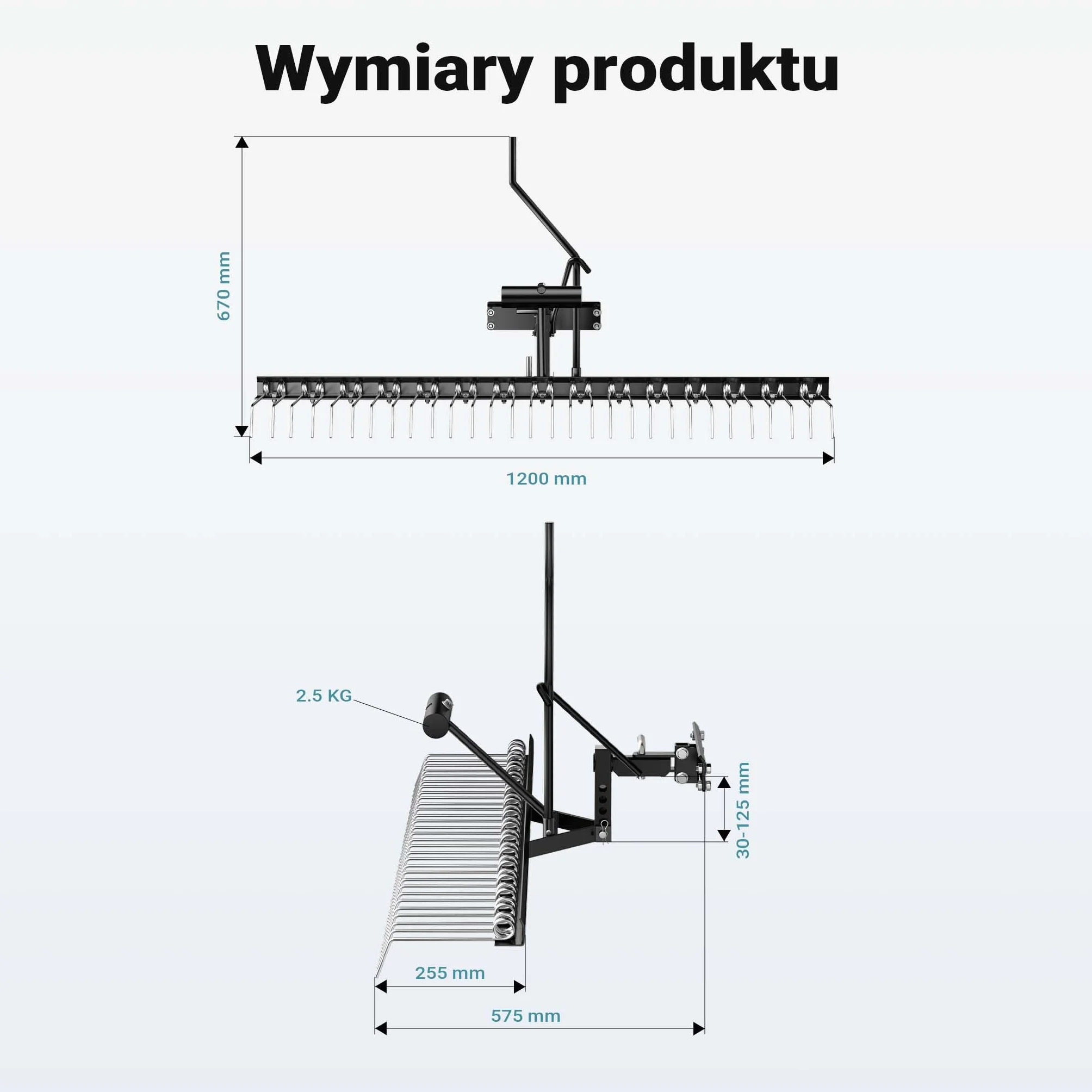 Wertykulator brony grabie do traktora ogrodowego i kosiarki ATV 120cm szerokości roboczej