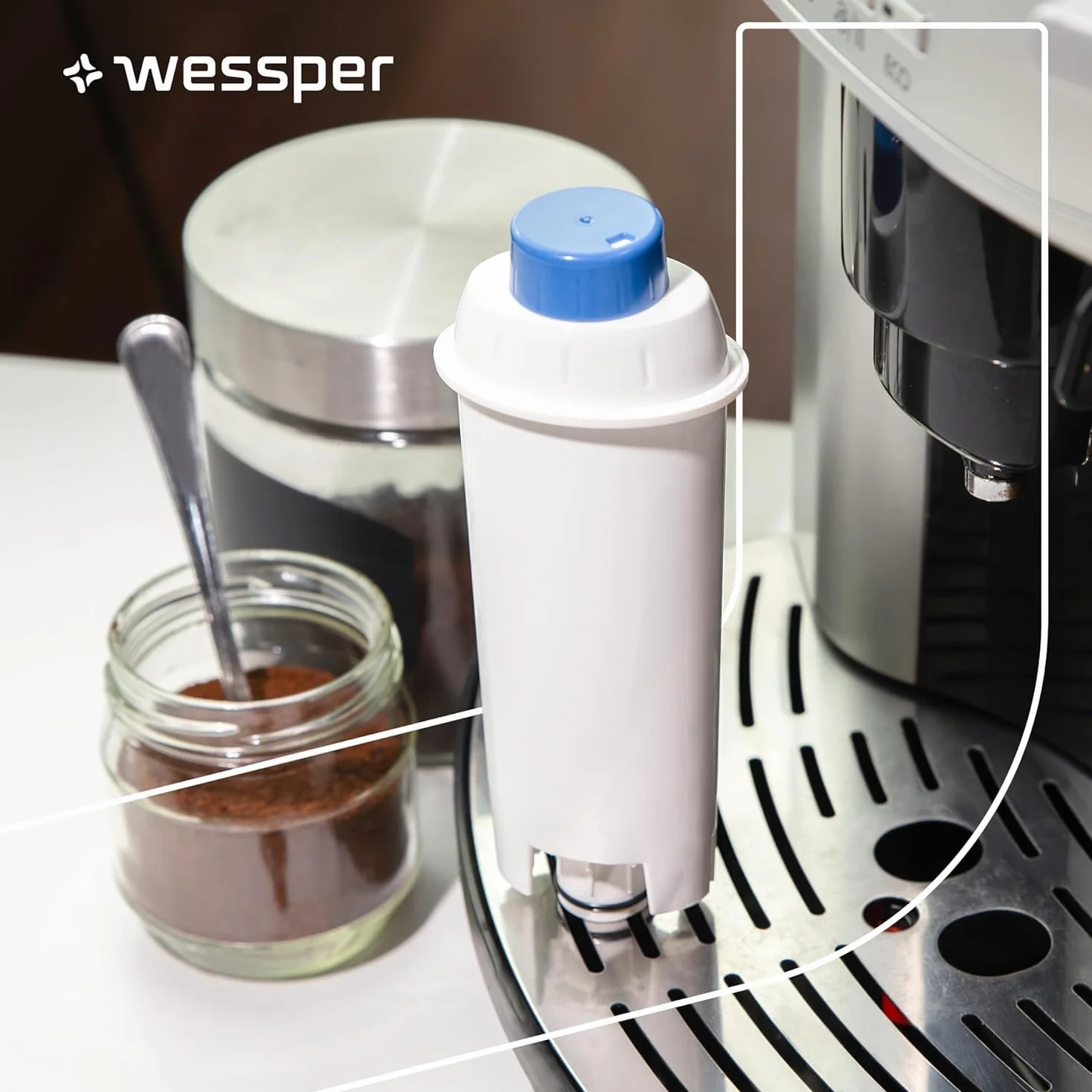 Wessper Wkłady filtrujące do ekspresów do kawy DeLonghi DLSC002 SER3017 ECAM ESAM ETAM SECAM Series S, 2 sztuki
