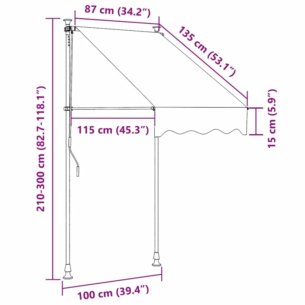vidaXL Markiza zwijana ręcznie, 100 cm, antracytowa