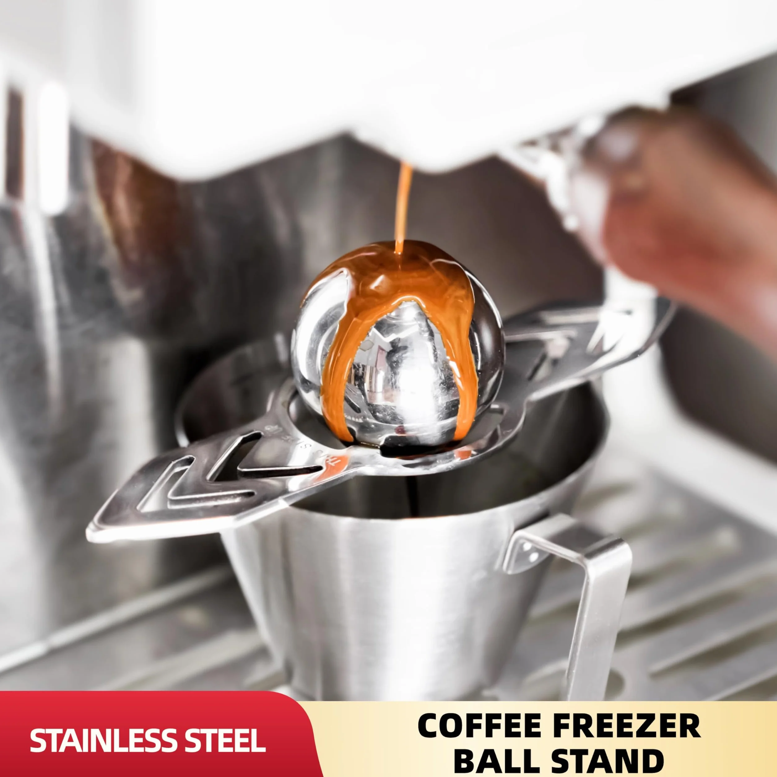 NEOUZA Kulka chłodząca do espresso, stojak ze stali nierdzewnej, 1 stojak i 2 kulki