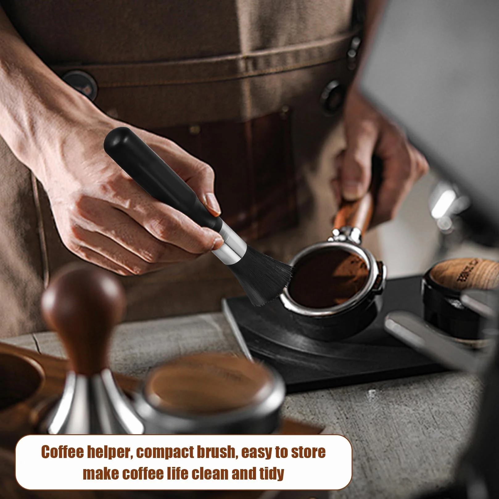 2 Sztuki Szczotka do Czyszczenia Kawy, Szczotka Barista do Ekspresu, Akcesoria do Czyszczenia Filtrów z Drewnianą Rączką, Zestaw do Konserwacji Ekspresu do Kawy