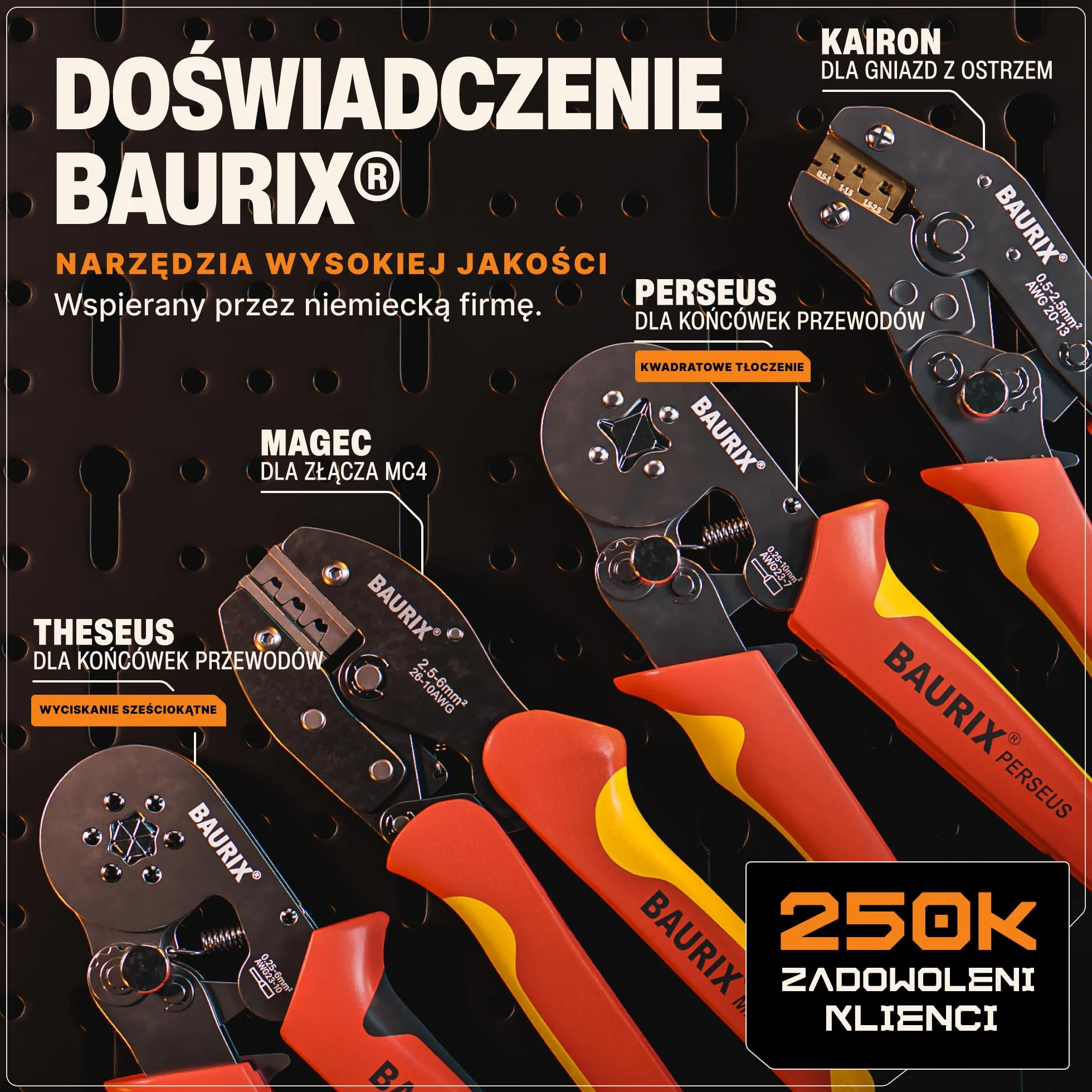 BAURIX Narzędzie do zaciskania złącza MC4 2,5-6 mm² - kabel solarny PV prawidłowo zainstalowany - narzędzie dla elektryków dla profesjonalistów i majsterkowiczów - MAGEC