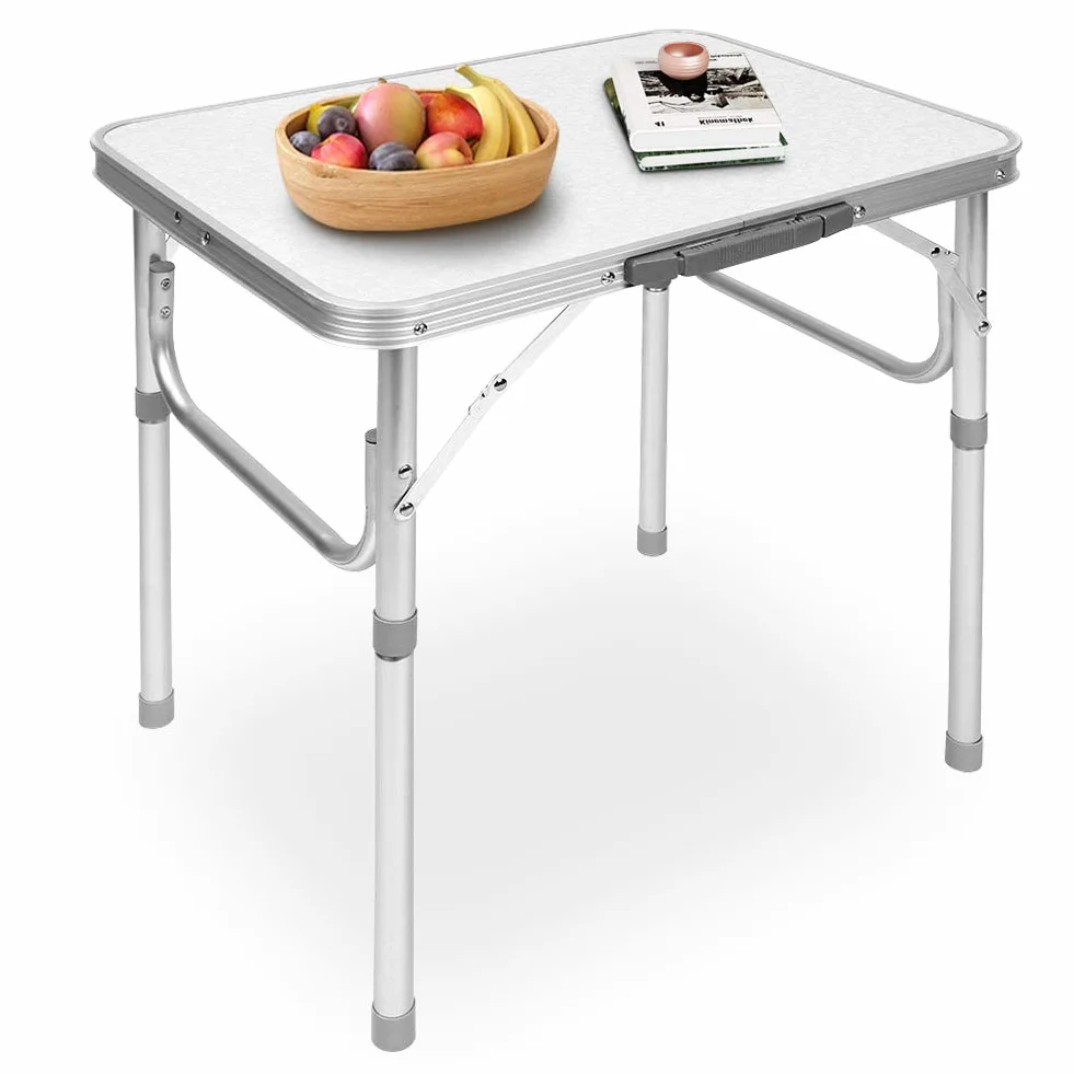 Składany stół, na zewnątrz, składany stół, 1 regulowany składany blat ze stopu aluminium, do ogrodu, na kemping, piknik, Srebro, Taille unique, Współczesny