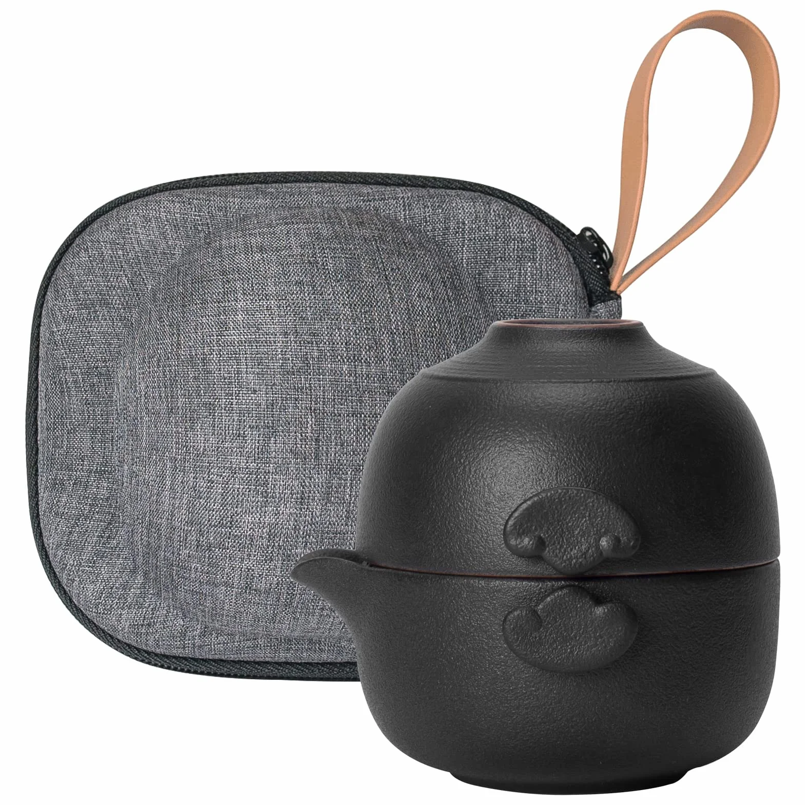 HEER Ceramiczny zestaw do herbaty Travel Gaiwan - mały czajniczek do herbaty Kungfu z filiżanką dla jednej osoby, idealny prezent dla miłośników herbaty.