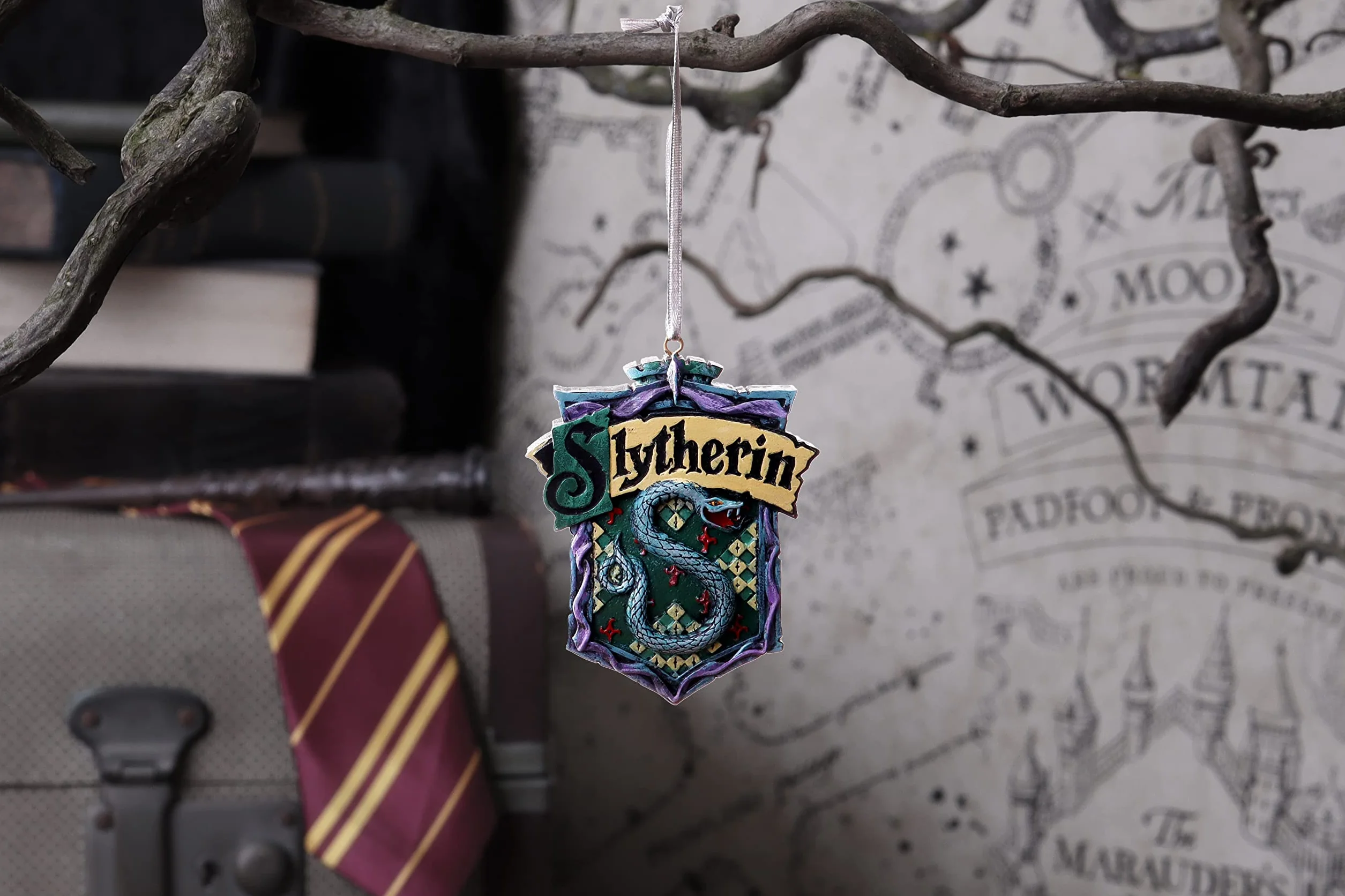 Nemesis Now Harry Potter Slytherin herb wisząca ozdoba, zielona, 8 cm