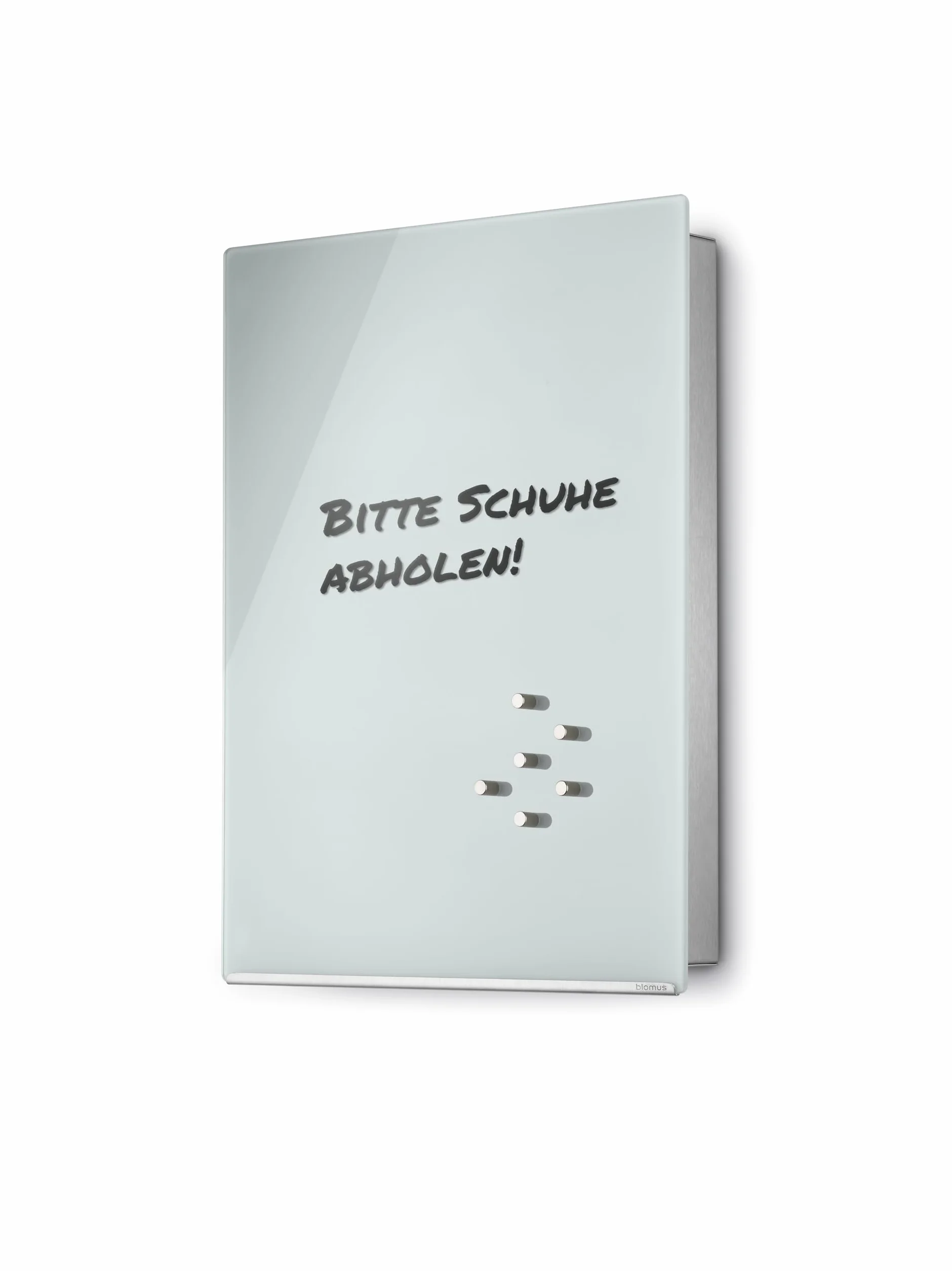 blomus Szafka na klucze lub szklana tablica magnetyczna, stal nierdzewna, biała, 40 x 30 cm
