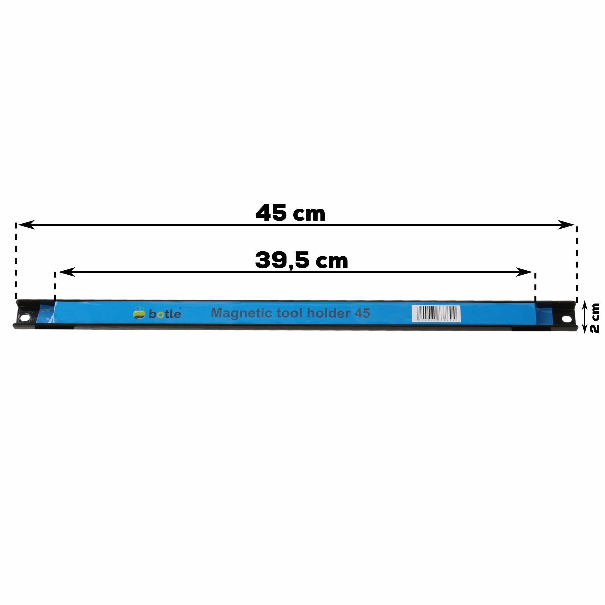 Magnetyczny uchwyt narzędziowy z metalowymi paskami o długości 45 cm, kolor czarny. Mocny magnes, z otworami montażowymi, wkrętami i kołkami w zestawie do śrubokrętów, szczypiec, wierteł i nie tylko