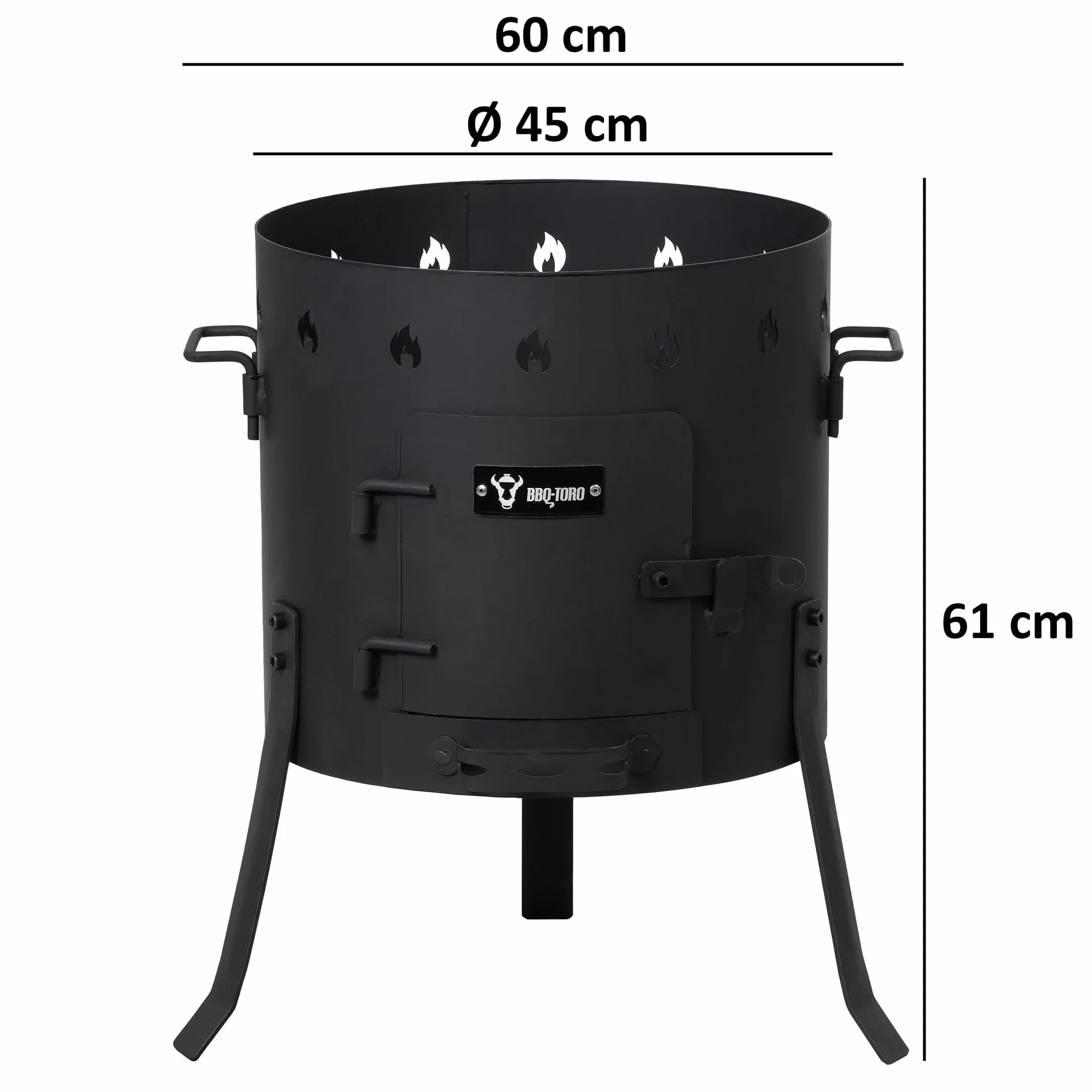 BBQ-Toro Żeliwny Kazan 19 litrów z piecem kazanowym Ø 45 cm | garnek żeliwny XXL z pokrywką, garnek żeliwny | kocioł na gulasz, piec na zewnątrz, piec do ognia, piec jednogarnkowy, palenisko, Utschak