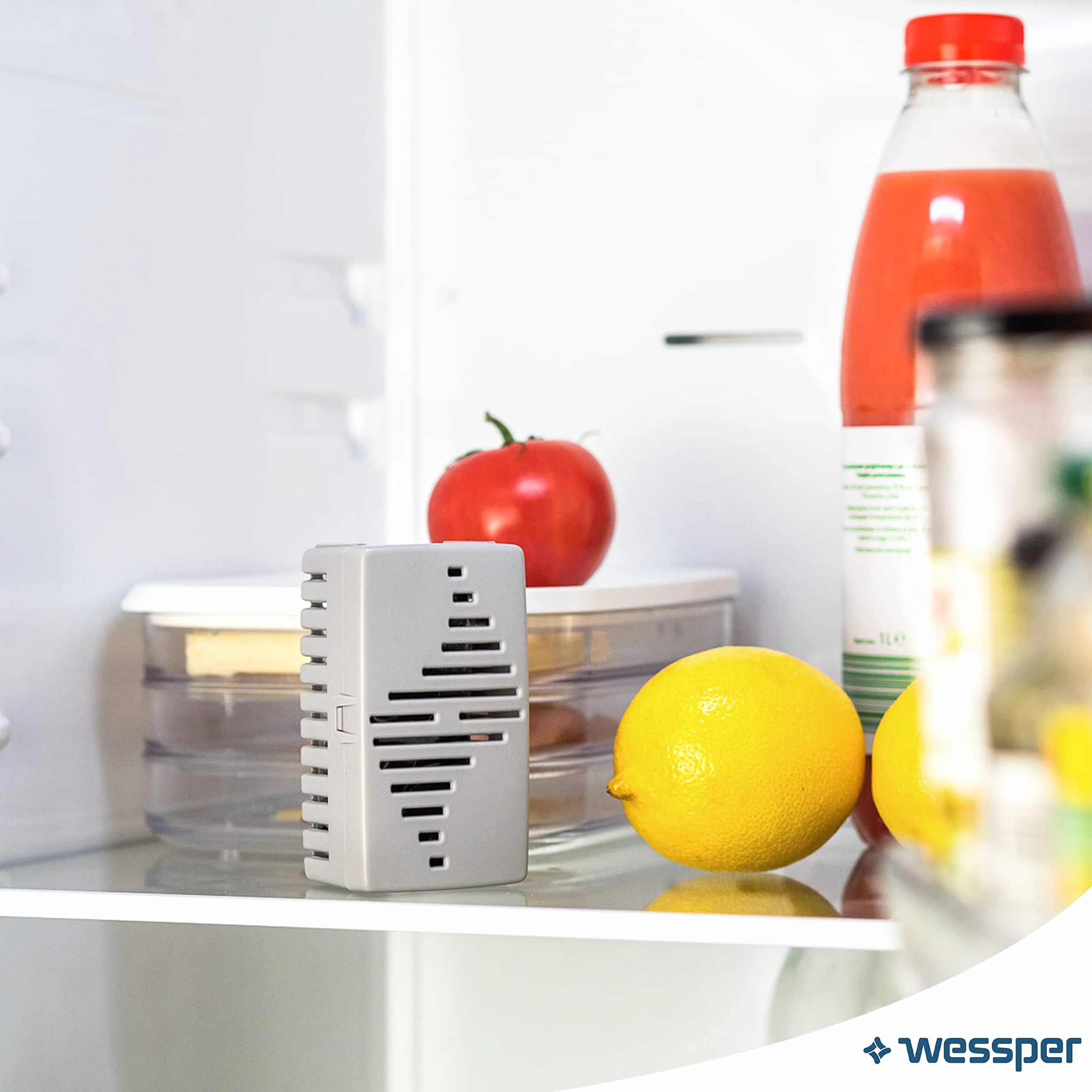 Wessper Fresh Fridge pochłaniacz zapachów do lodówki z wymiennym wkładem, neutralizuje niepożądane zapachy, z węglem aktywnym, bardzo wydajny, 6 miesięcy użytkowania, 2 opakowania uzupełniające