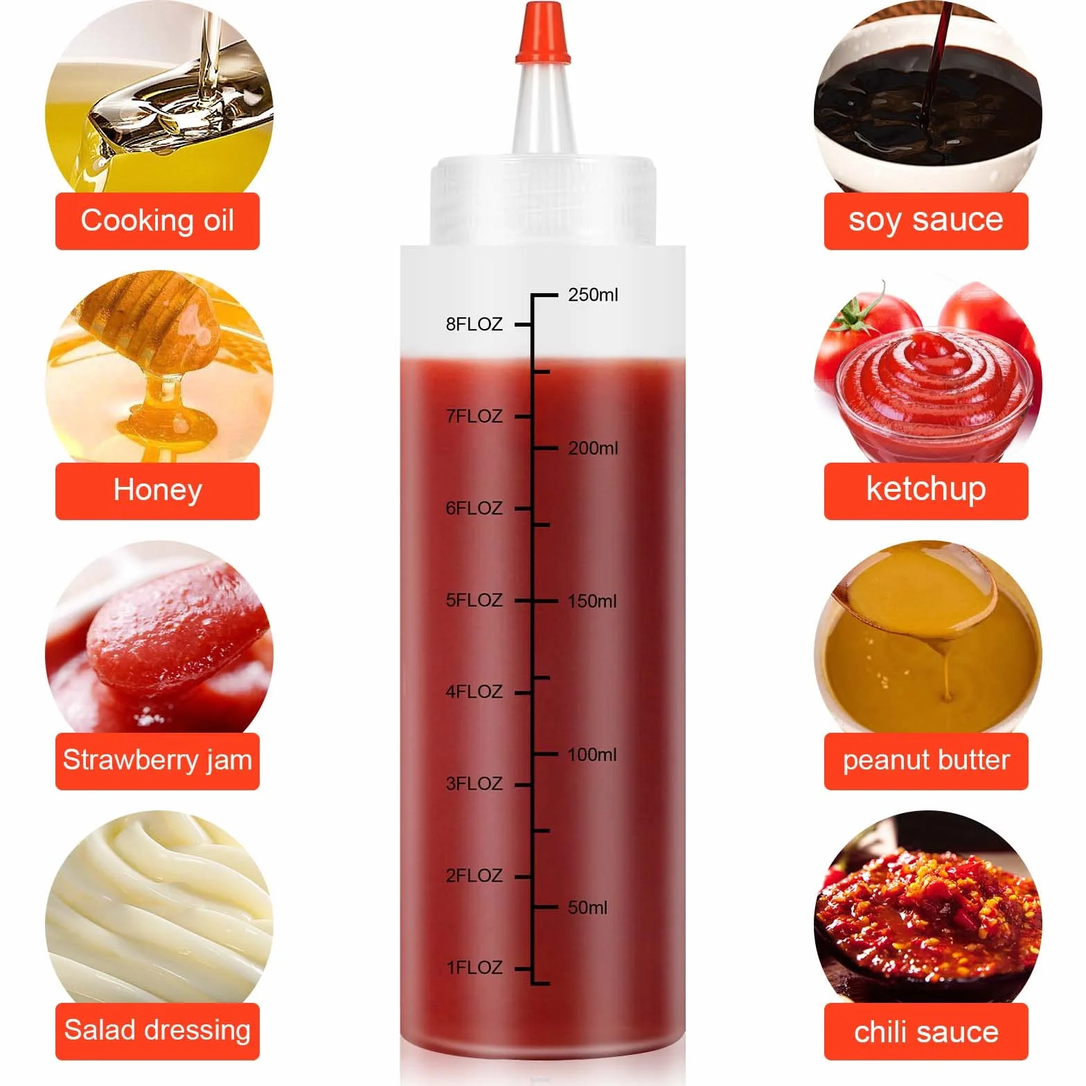 Butelka do wyciskania 250 ml przezroczysty dozownik do sosu