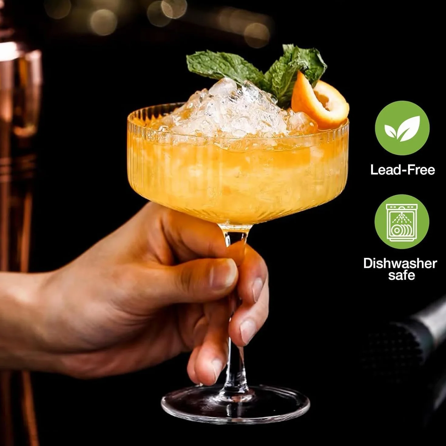 2 szt. żebrowanych szklanek, 300 ml klasyczny zestaw szklanek do martini, unikalne kieliszki do Martini, klasyczne naczynia galsware, zestaw kieliszków do picia, wino, bar i prezent