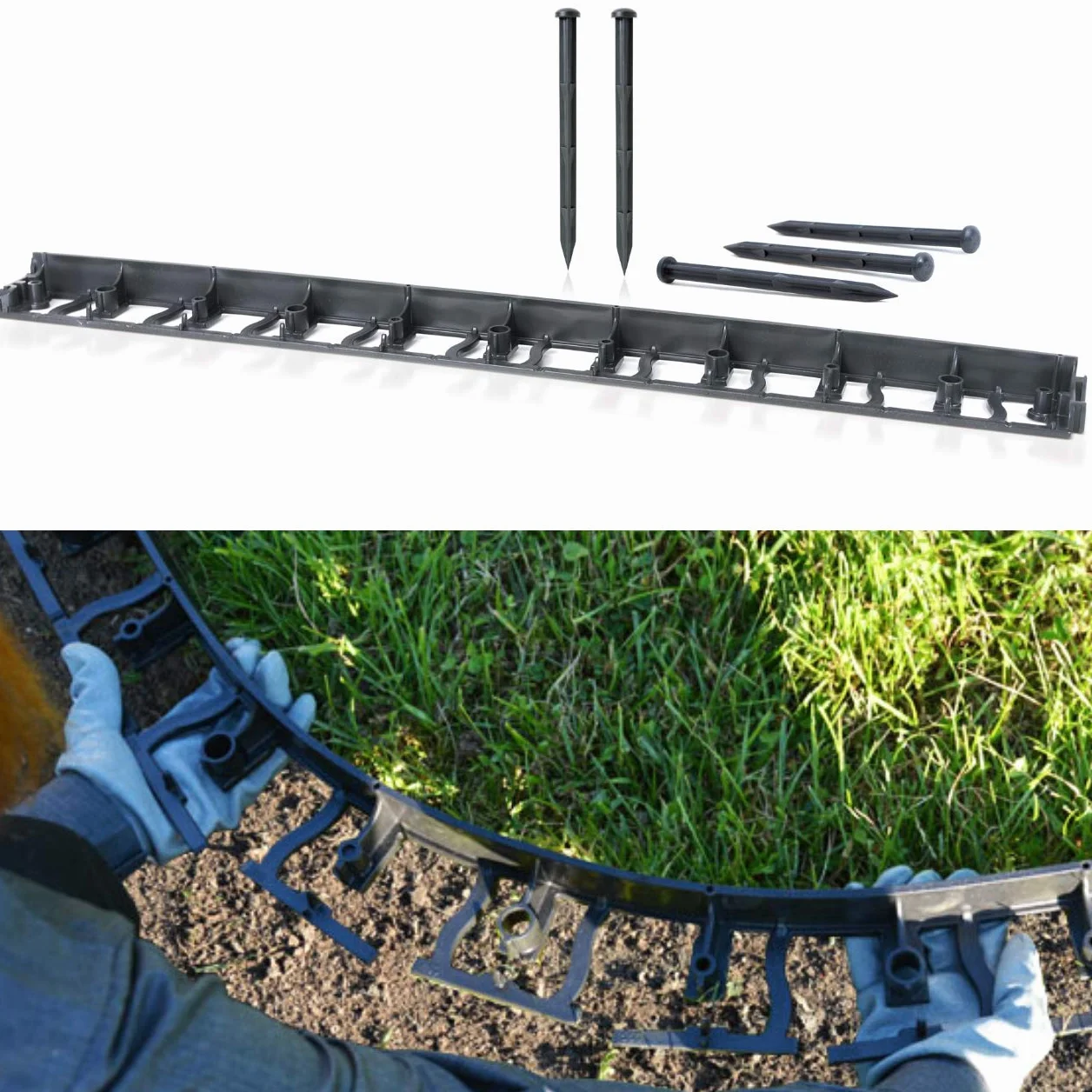 GARDENIX Krawędź trawnika, obrzeże rabatki, obrzeże kostki brukowej, krawędź do koszenia + 3 gwoździe na metr (obrzeże trawnika 45 mm x 80 mm, 8 metrów)