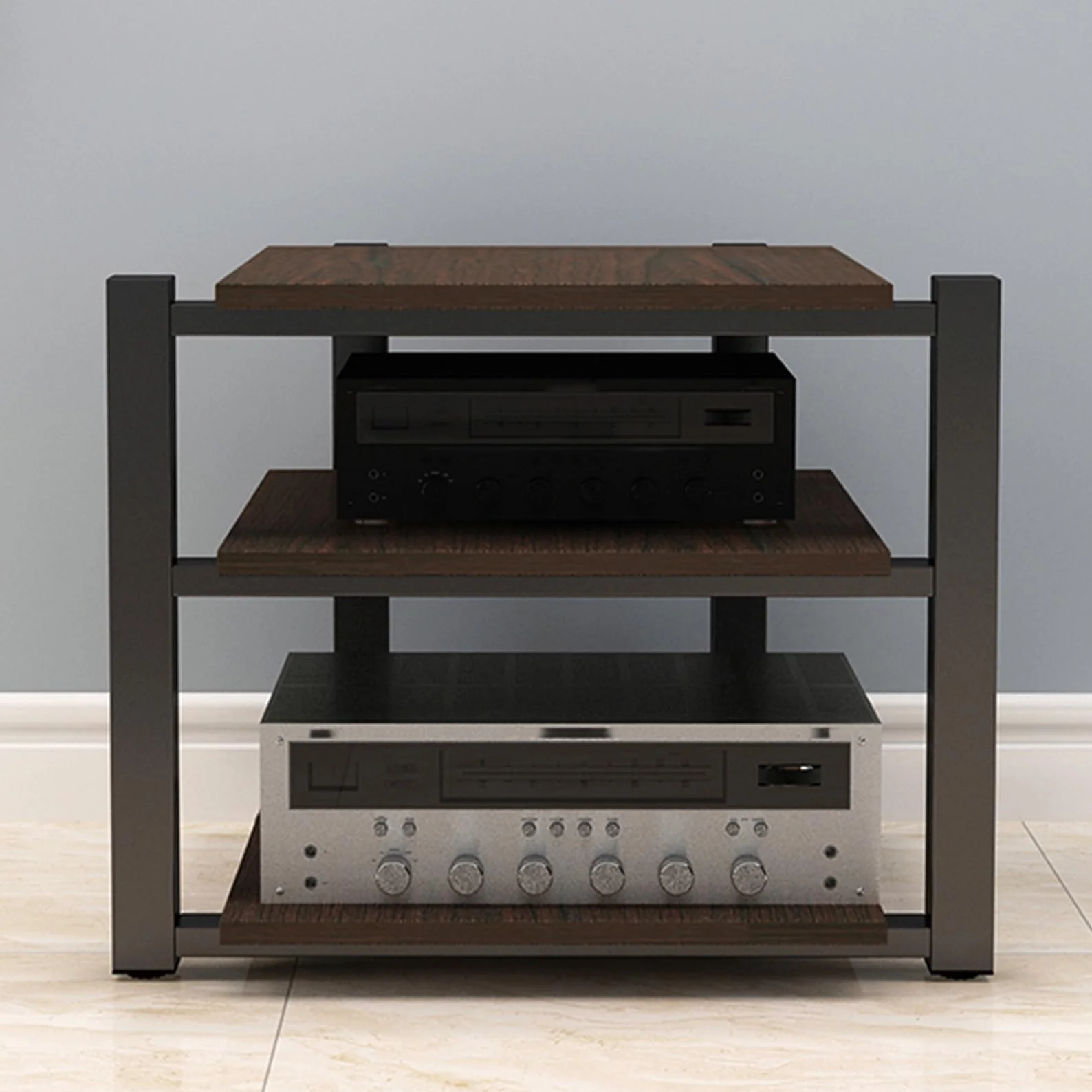 Stojak HIFI, stojak TV, HIFI Rack szafka(Dark Walnut Color,3 Tier)