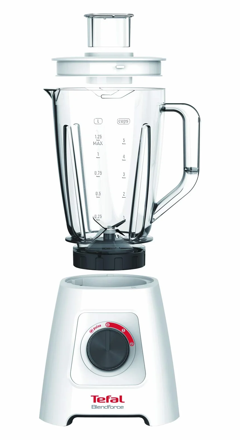TEFAL Blendforce 2 BL420131 Blender kielichowy stojący, Biały o mocy 600 W, 2 prędkości blendowania, Funkcja kruszenia lodu