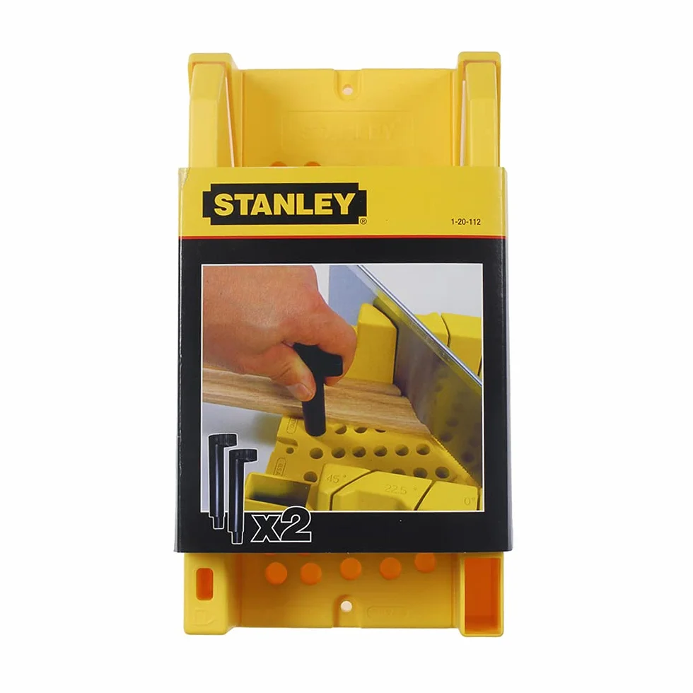 Stanley 1-20-112 przystawka do cięcia skośnego (z tworzywa sztucznego, system przytrzymywania skarpet, wbudowana blokada piły, kąt 90°/45°/22,5°)