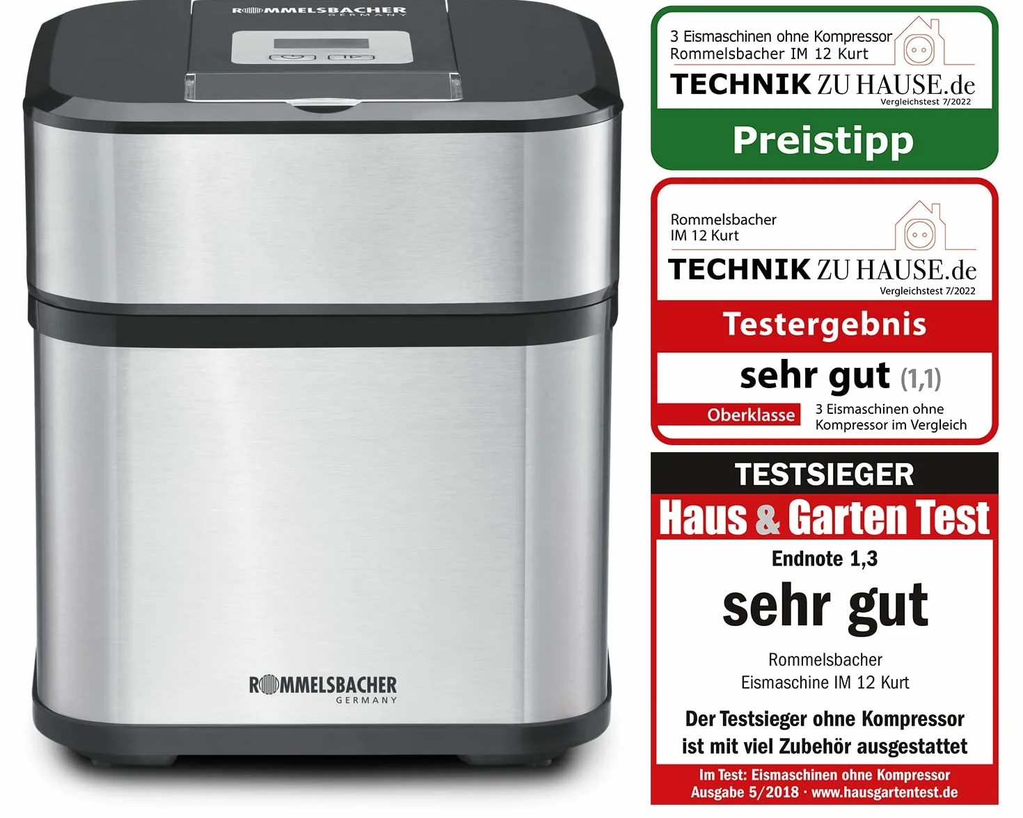 Rommelsbacher Maszyna do lodów 4w1 1,5 l Stal nierdzewna Czarny