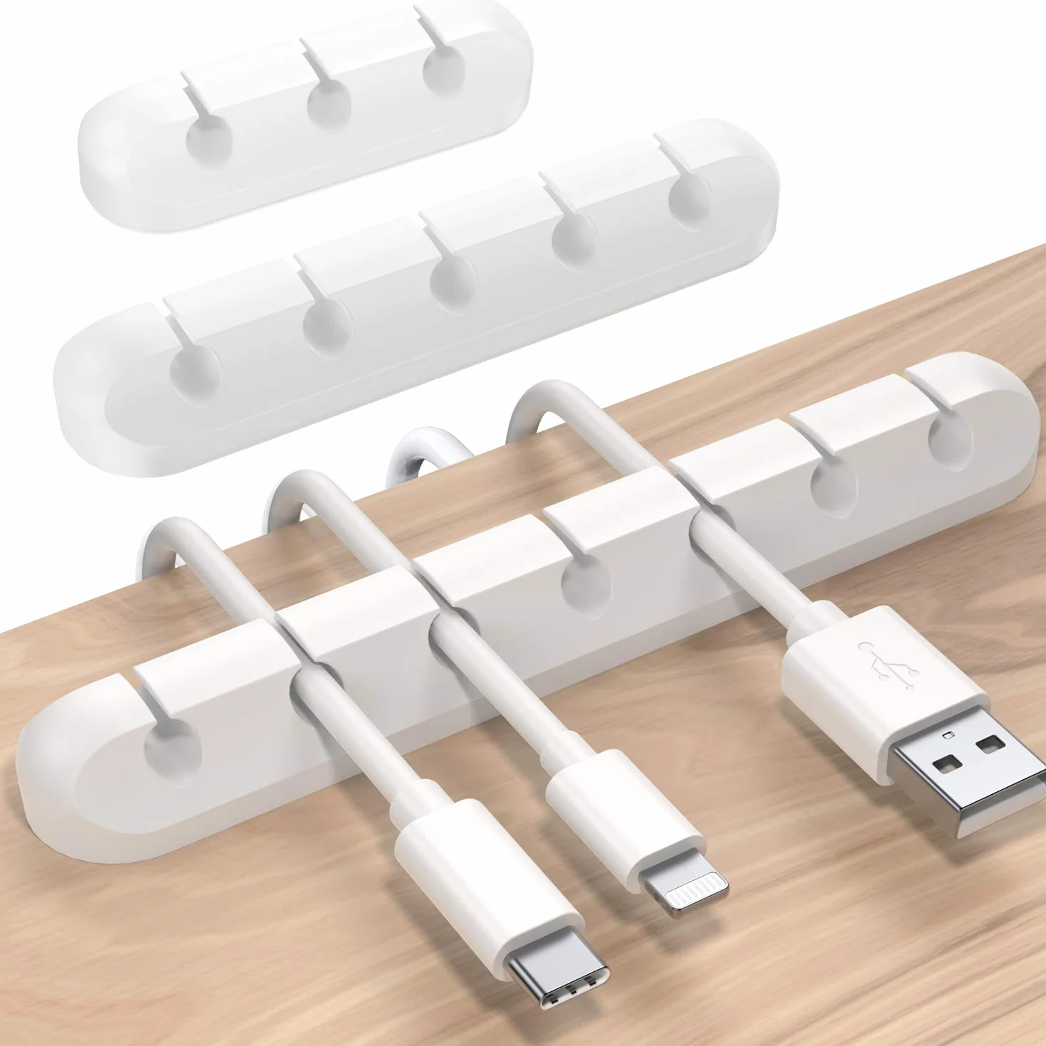 SOULWIT® Klipsy do uchwytu kabli, 3-pak kabel zarządzania kablami organizator klipsy samoprzylepny do kabla ładowania USB kabel zasilający mysz kabel przewód PC biuro dom