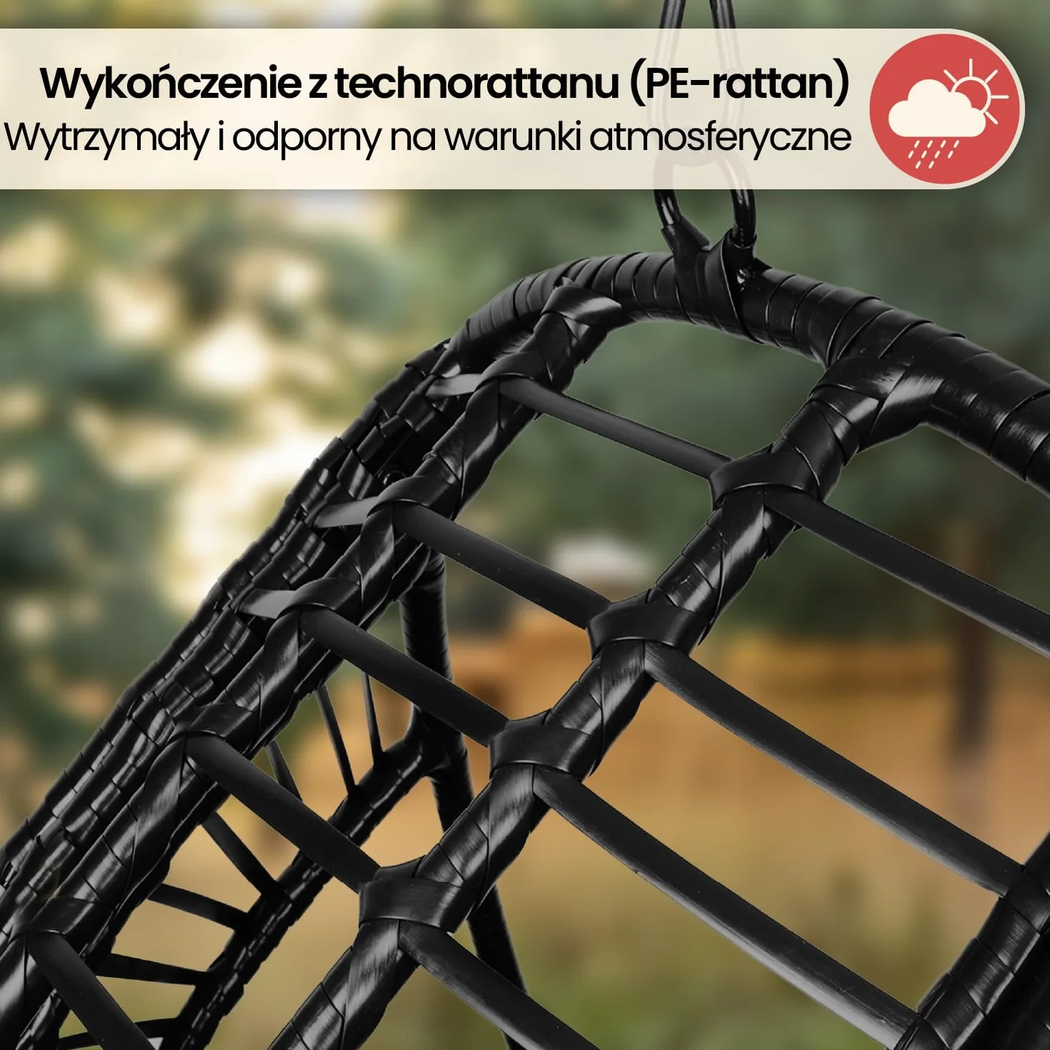 Fotel wiszący Swoods XXL Egg - Fotel wiszący ze stojakiem - Do wnętrz i na zewnątrz - Zawiera poduszki - Odporny na warunki atmosferyczne - Fotel Egg - do 150 kg (Ciemnoszary)