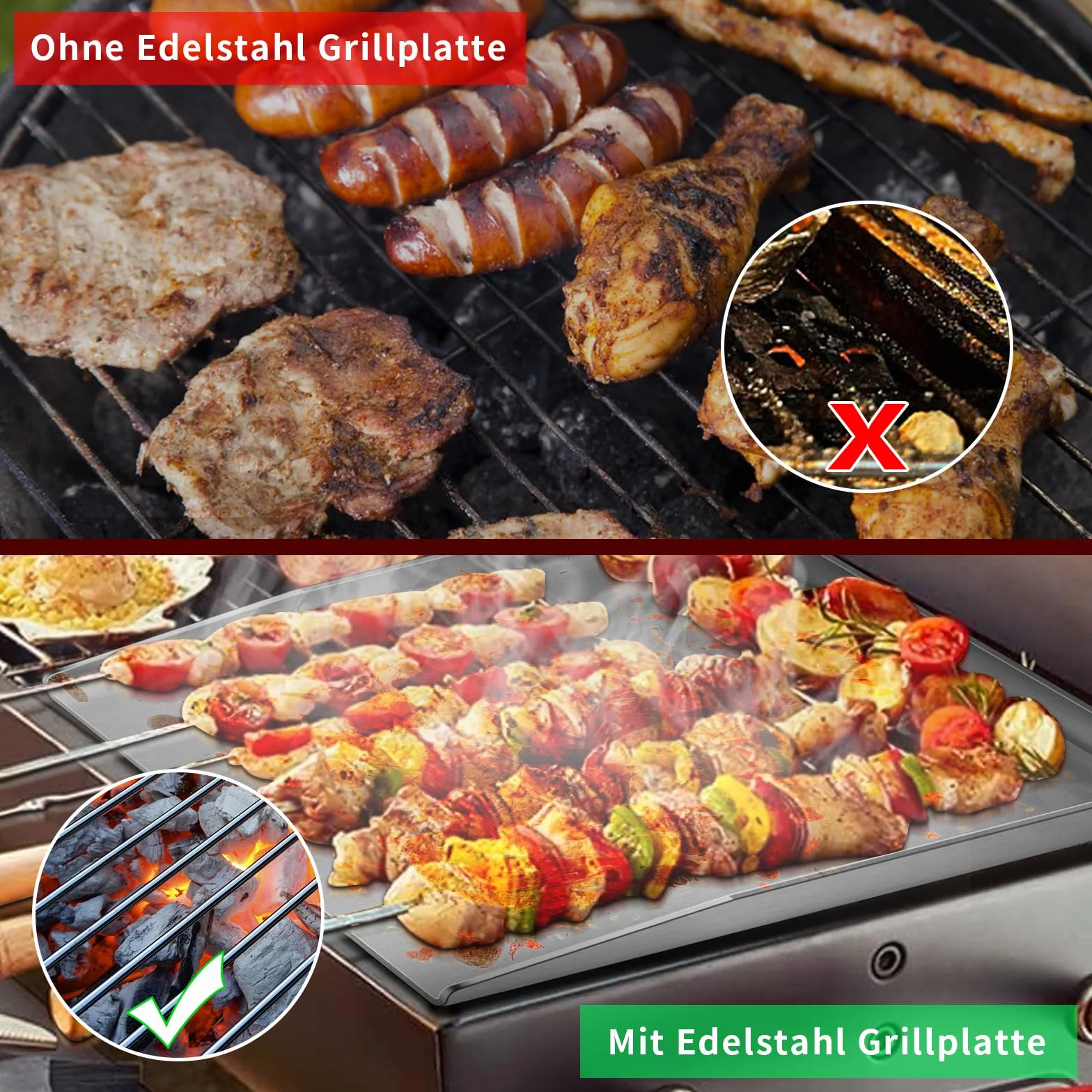 Uniwersalna płyta grillowa Plancha ze stali nierdzewnej 27x20CM Uniwersalna płyta grillowa BBQ Plancha pasująca do grilla gazowego Weber i grilla na węgiel drzewny, prostokątna, masywna