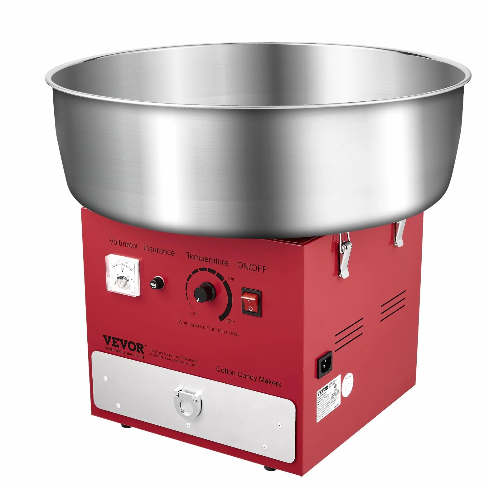 VEVOR elektryczna maszyna do waty cukrowej 1000 W komercyjna miska ze stali nierdzewnej 52 cm