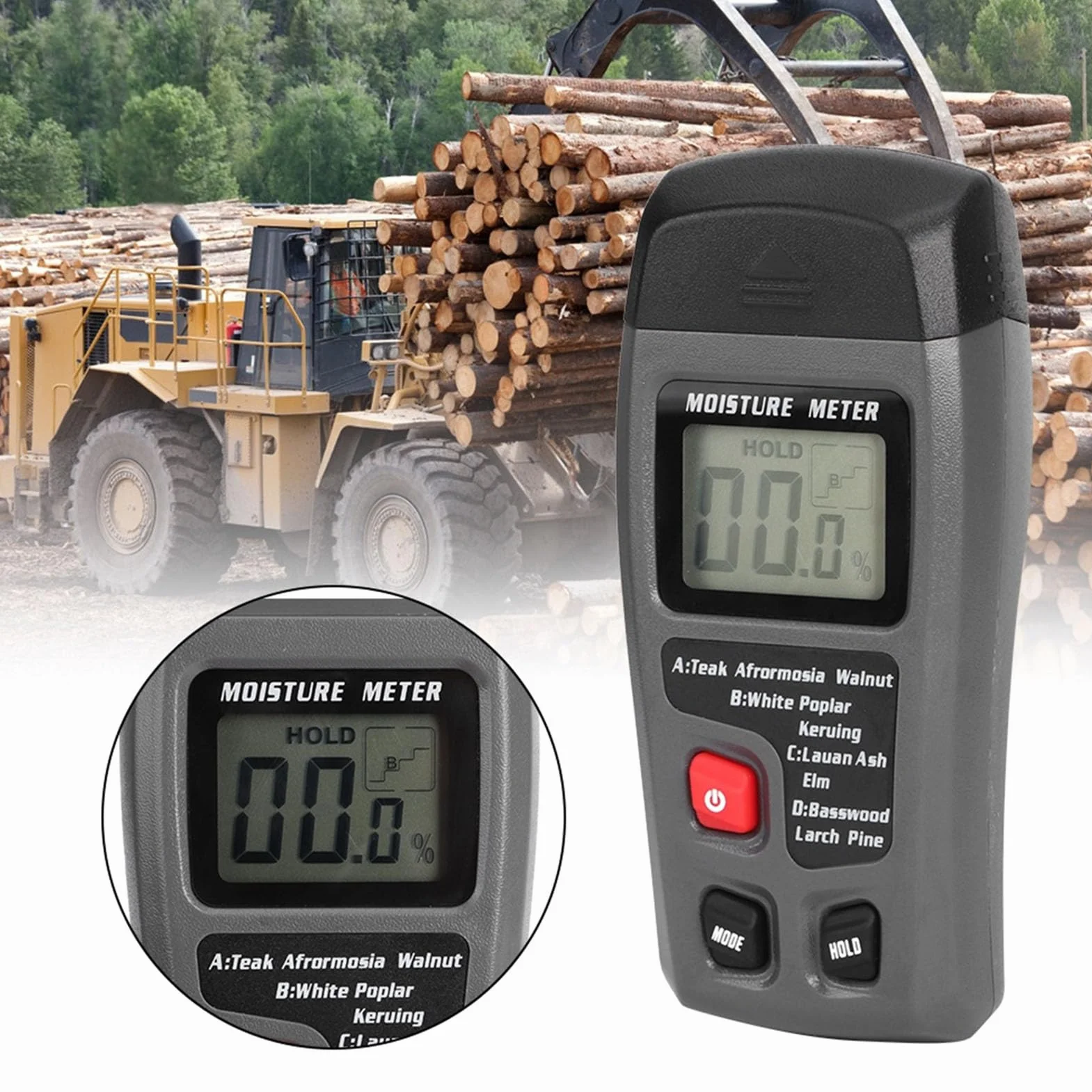 Generic Detektor Wilgoci Drewna Dokładny Cyfrowy Tester Wilgoci LCD do Orzecha Różanego Drzewo Kauczukowe 0-99,9% Czujnik Higrometru do Obróbki Drewna