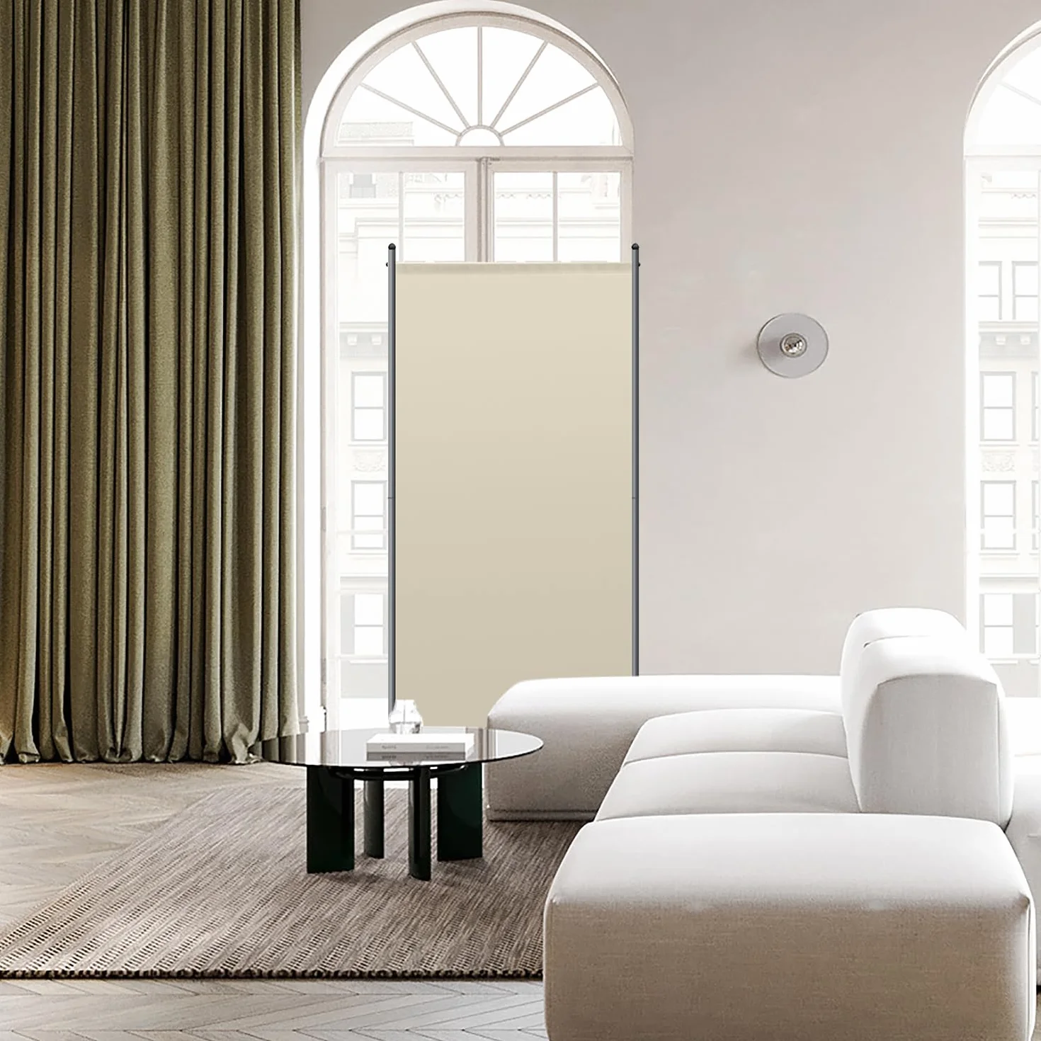 Angel Living Parawan, 80 x 180 cm, ścianka działowa, ścianka działowa, balkon, ochrona przed wzrokiem, ze stali i poliestru (beżowy)