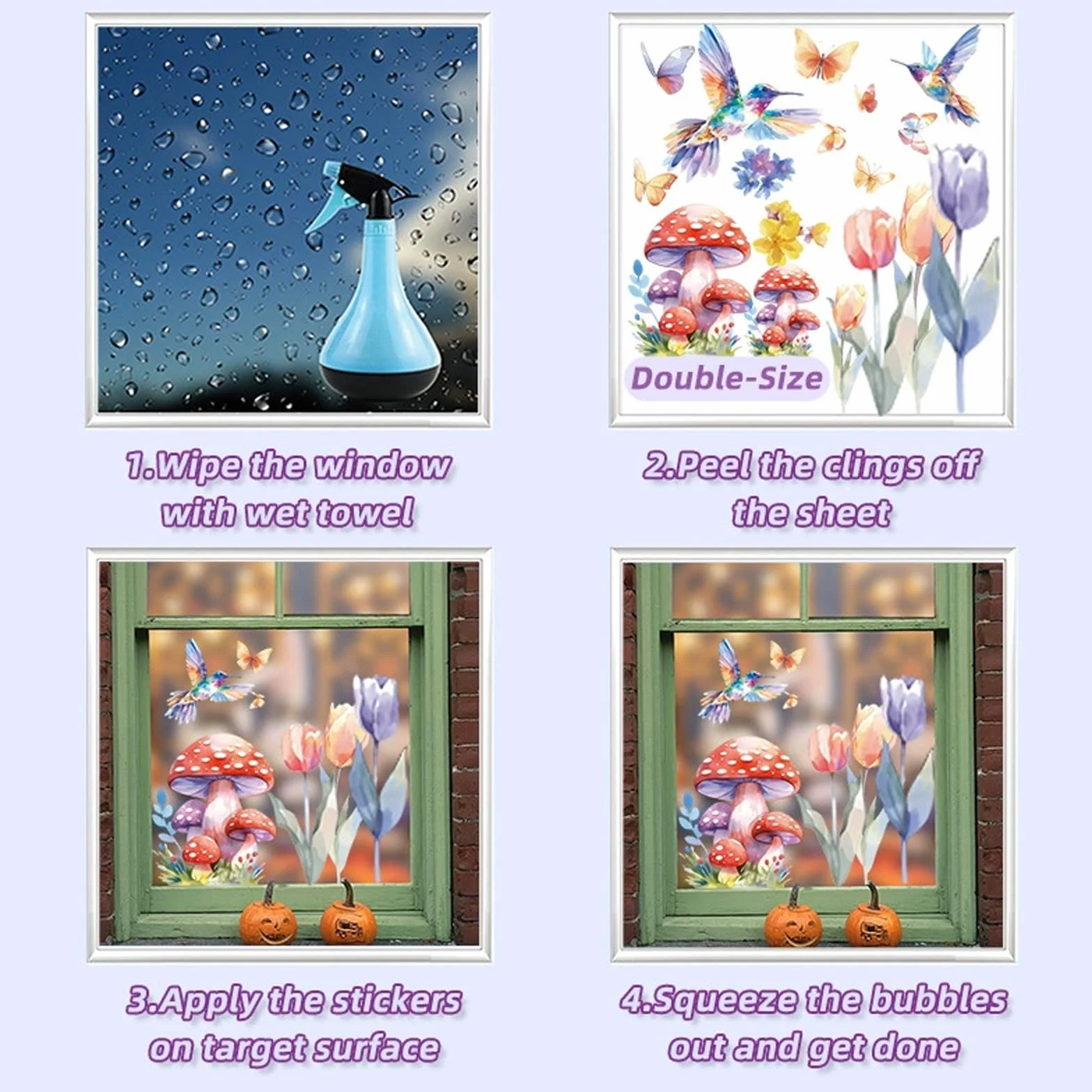 Wiosna 9 szt. Naklejki na okno Wiosna Okno Motyl Dekoracyjne Okna Motyl Drzewo Okna Naklejki Naklejki Naklejki Do Okna Lustro DIY