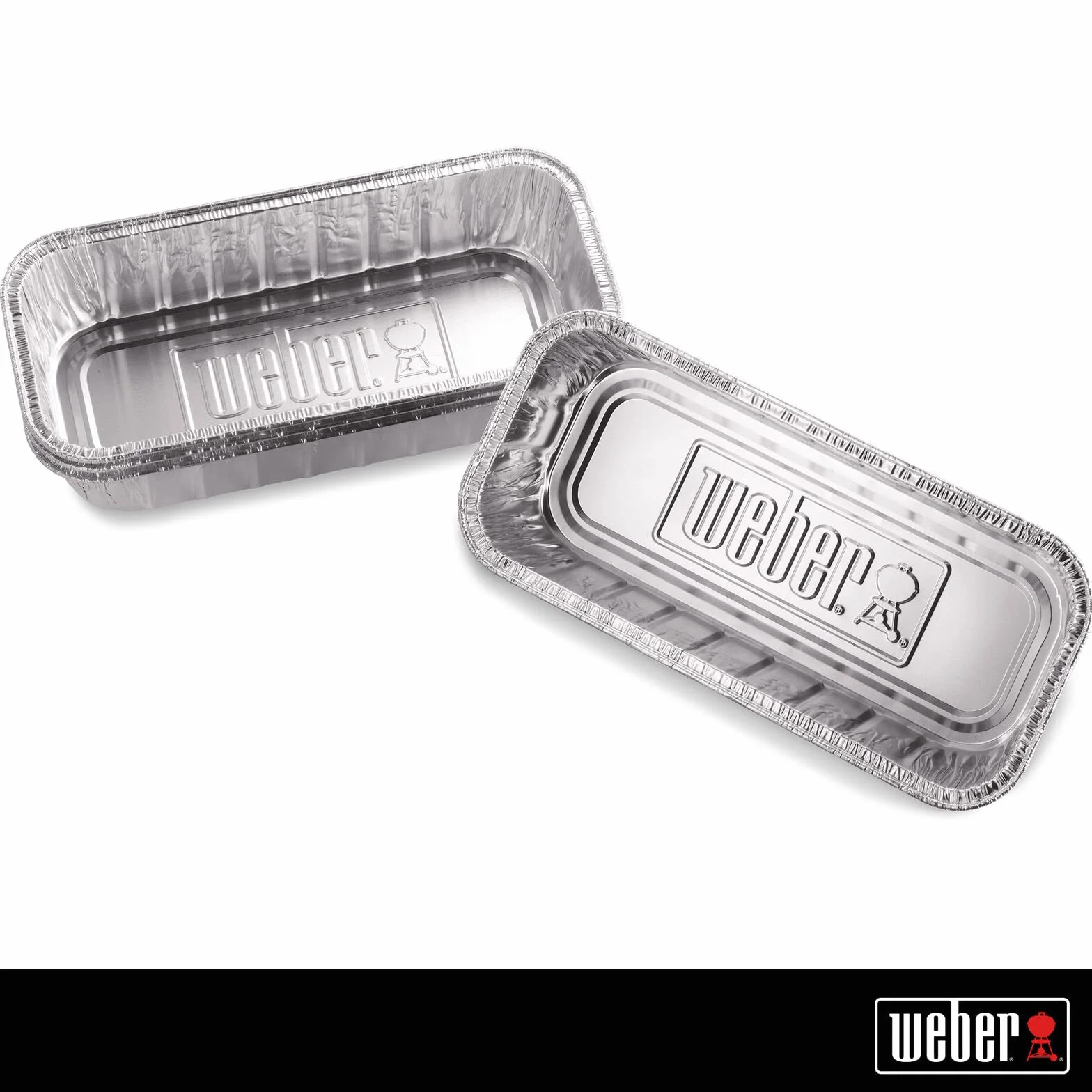 Weber Tacki ociekowe z Aluminium, 6 Szt., Idealnie Pasujące do Grilli Weber Smokefire / Summit & Serii Genesis 400, Pojemniki na Tłuszcz, Można je również Używać do Grillowania - Srebrny (6498)