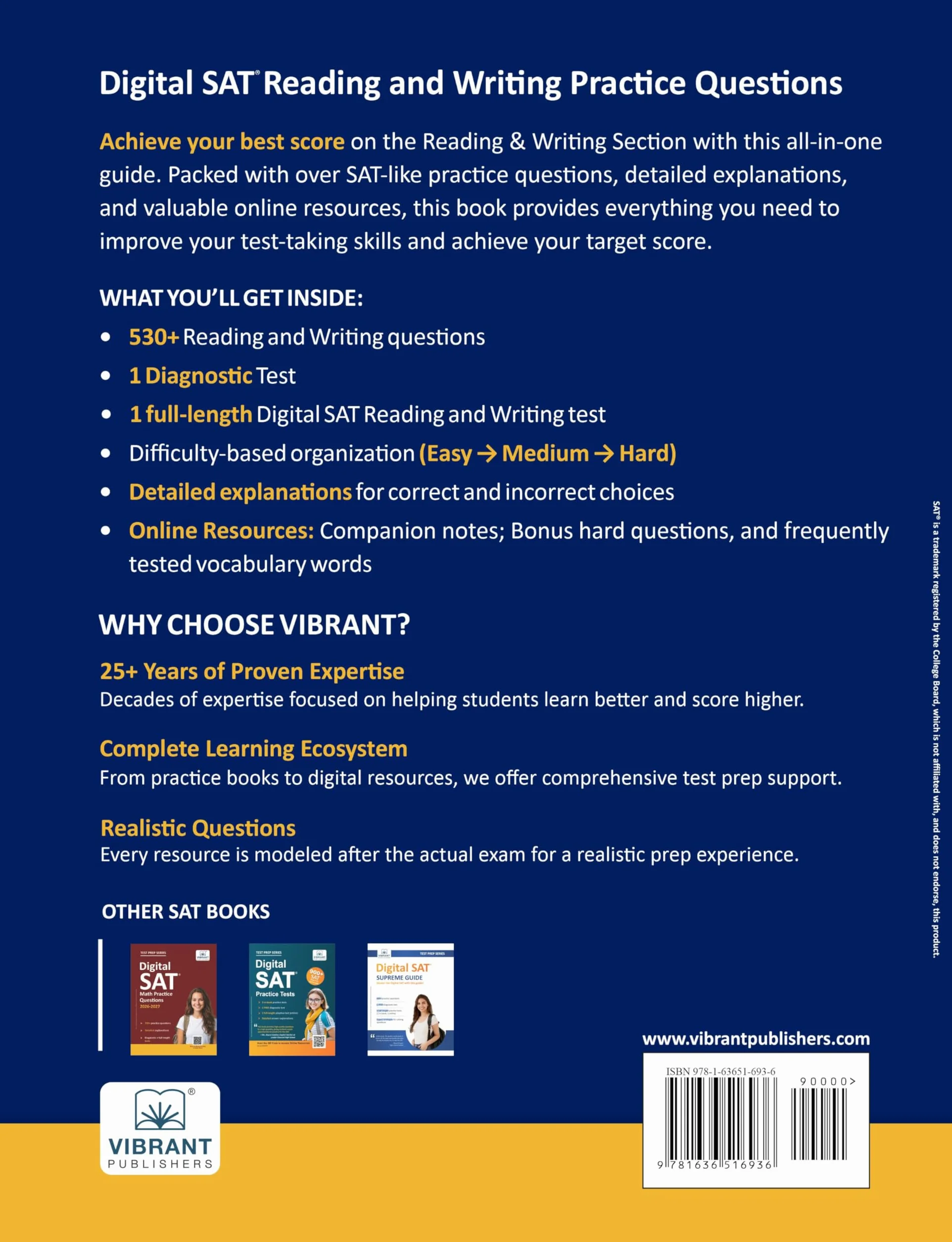 Digital SAT Reading and Writing Practice Questions: (Test Prep) | 530+ Practice Questions with Detailed Explanations & a Full-Length Sectional Test to Boost Your 2026-2027 SAT Score
