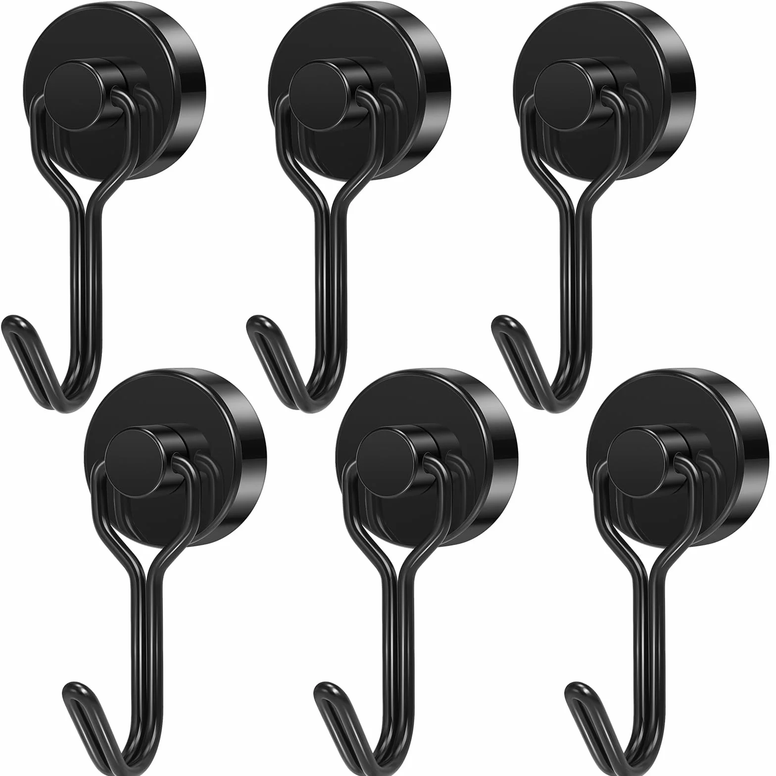 Wukong 6 sztuk mocnych magnesów neodymowych, 20 mm, czarne, 13 kg, małe, magnetyczne, bardzo mocne, na kemping, do przechowywania i kuchni
