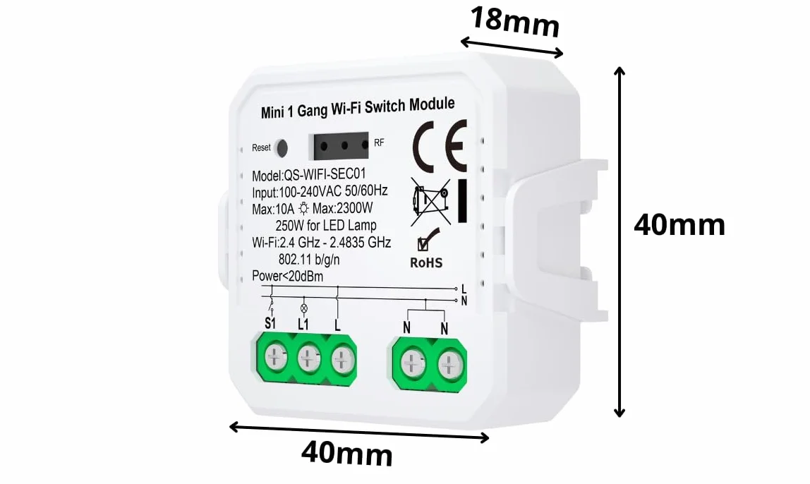 Przekaźnik sterownik światła WIFI Tuya/Smart Life jednokanałowy V3