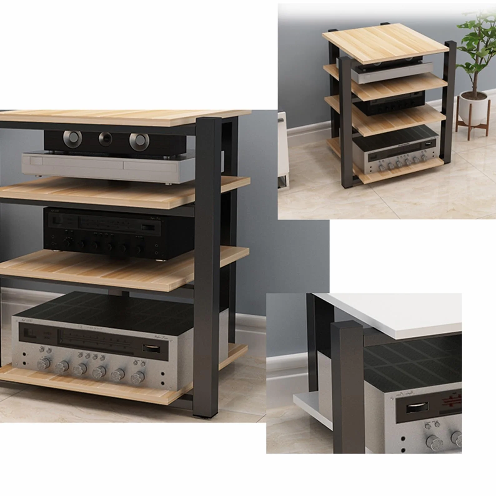 Stojak HIFI, stojak TV, HIFI Rack szafka(Dark Walnut Color,3 Tier)
