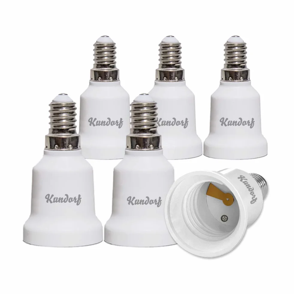 6 sztuk adapterów oprawek E14 na E27, do żarówek halogenowych, LED, energooszczędne, białe