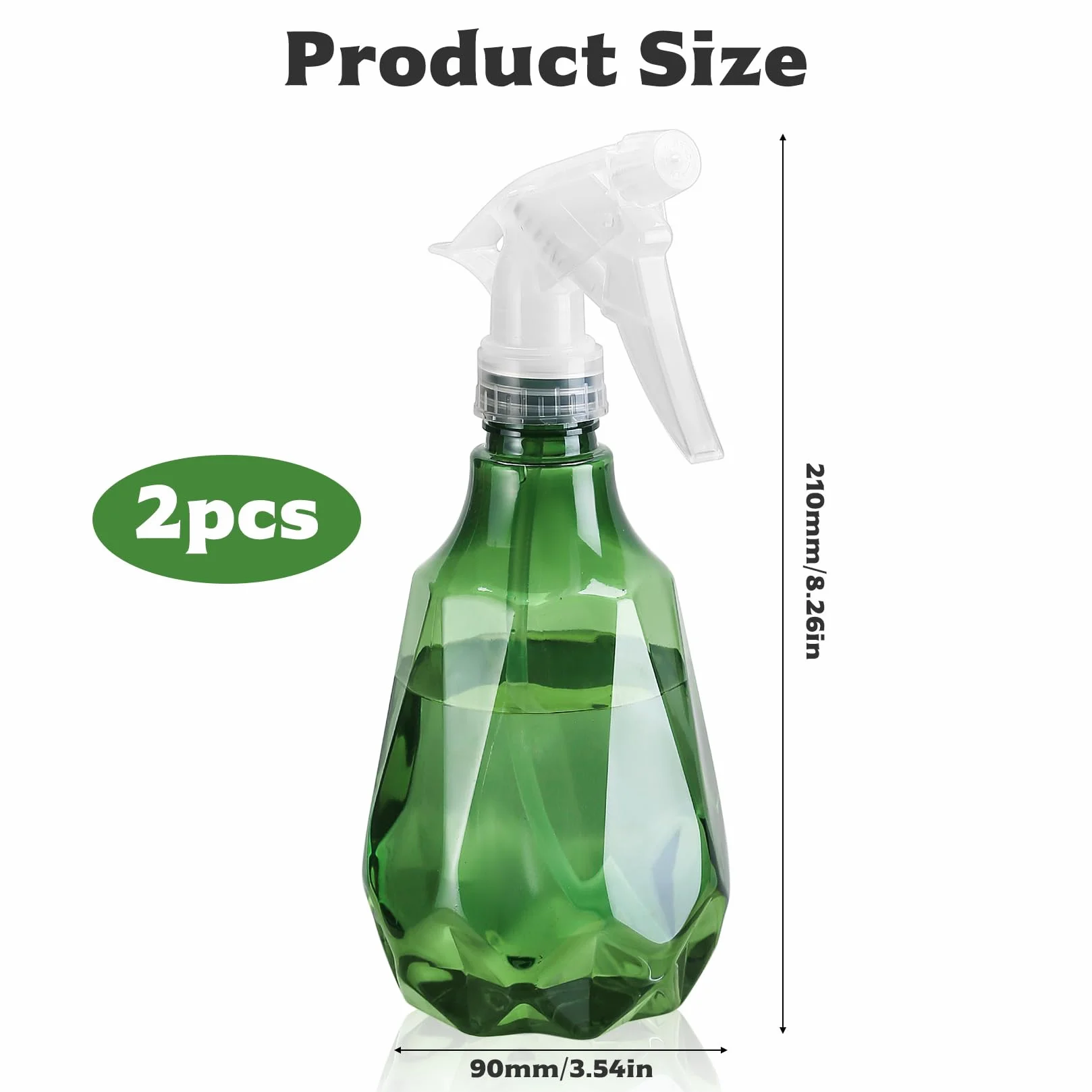 2 butelki z rozpylaczem wody o pojemności 500 ml, puste butelki z rozpylaczem do roślin z drobną mgiełką, do czyszczenia ogrodnictwa, domu, kuchni, spryskiwaczy do włosów, z regulowanymi dyszami