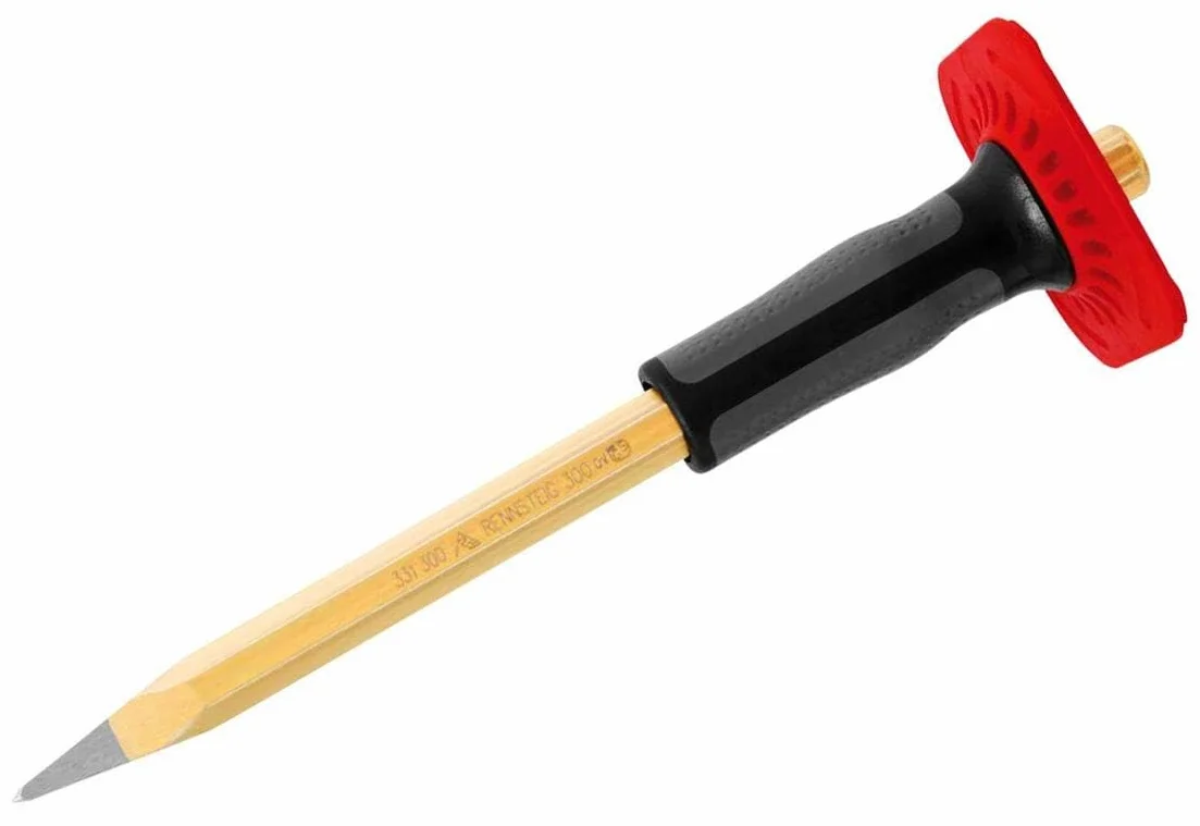 Dłuto ze szpicem (dłuto) z ochroną dłoni, 250 x 16 mm – stal specjalna całkowicie hartowana, – 3312501